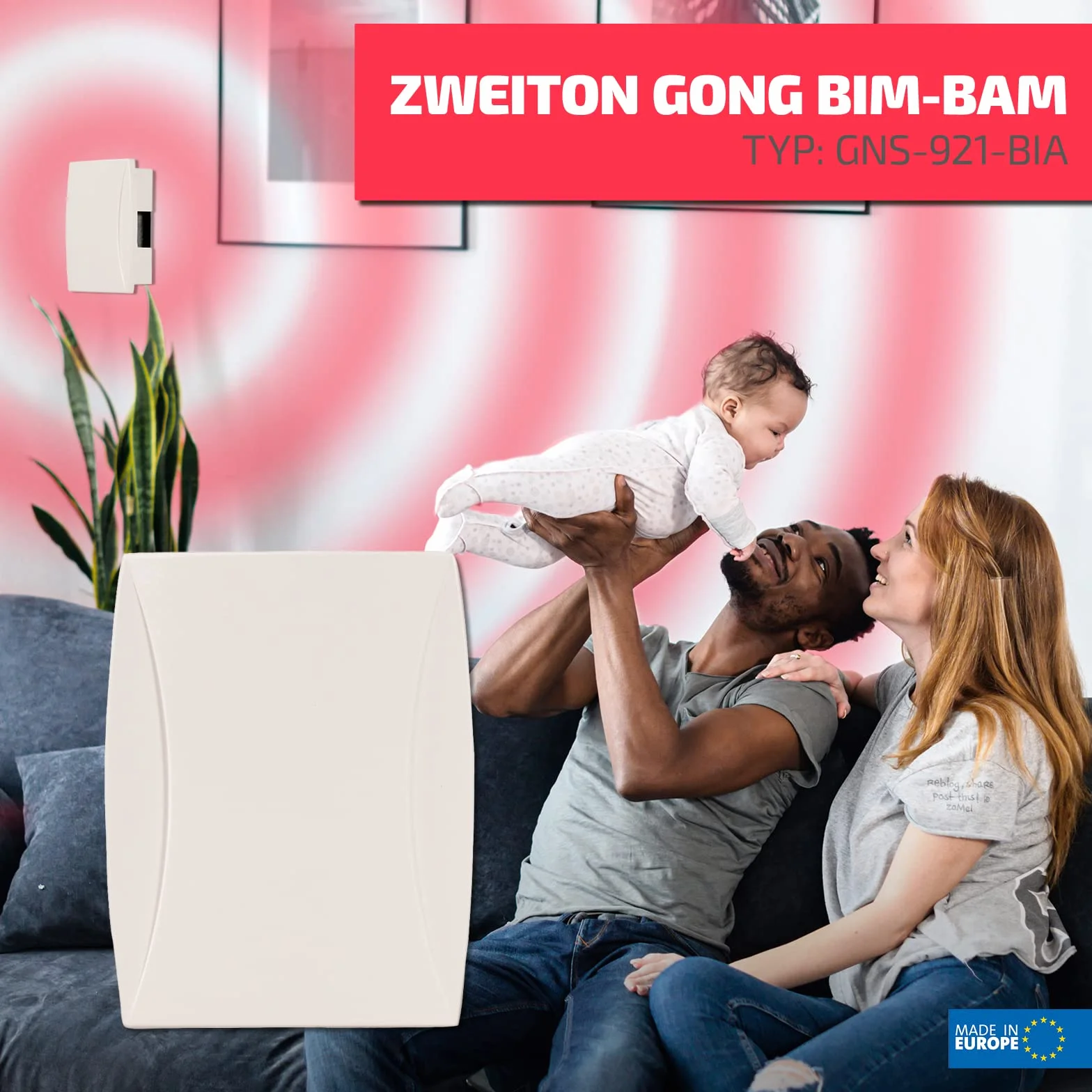 Sundi GNS-921 dwukolorowy dzwonek BIM-BAM, biały