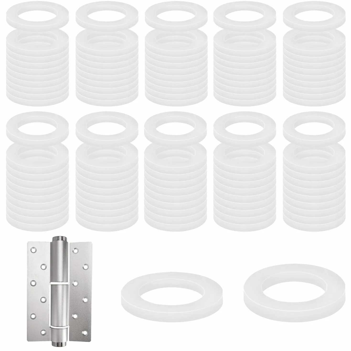 100 sztuk mocujących pierścieni do drzwi pokojowych, podkładek i zawiasów, tworzywa sztucznego, podkładki dystansowe standardowe 15 x 10,2 x 1/2 mm