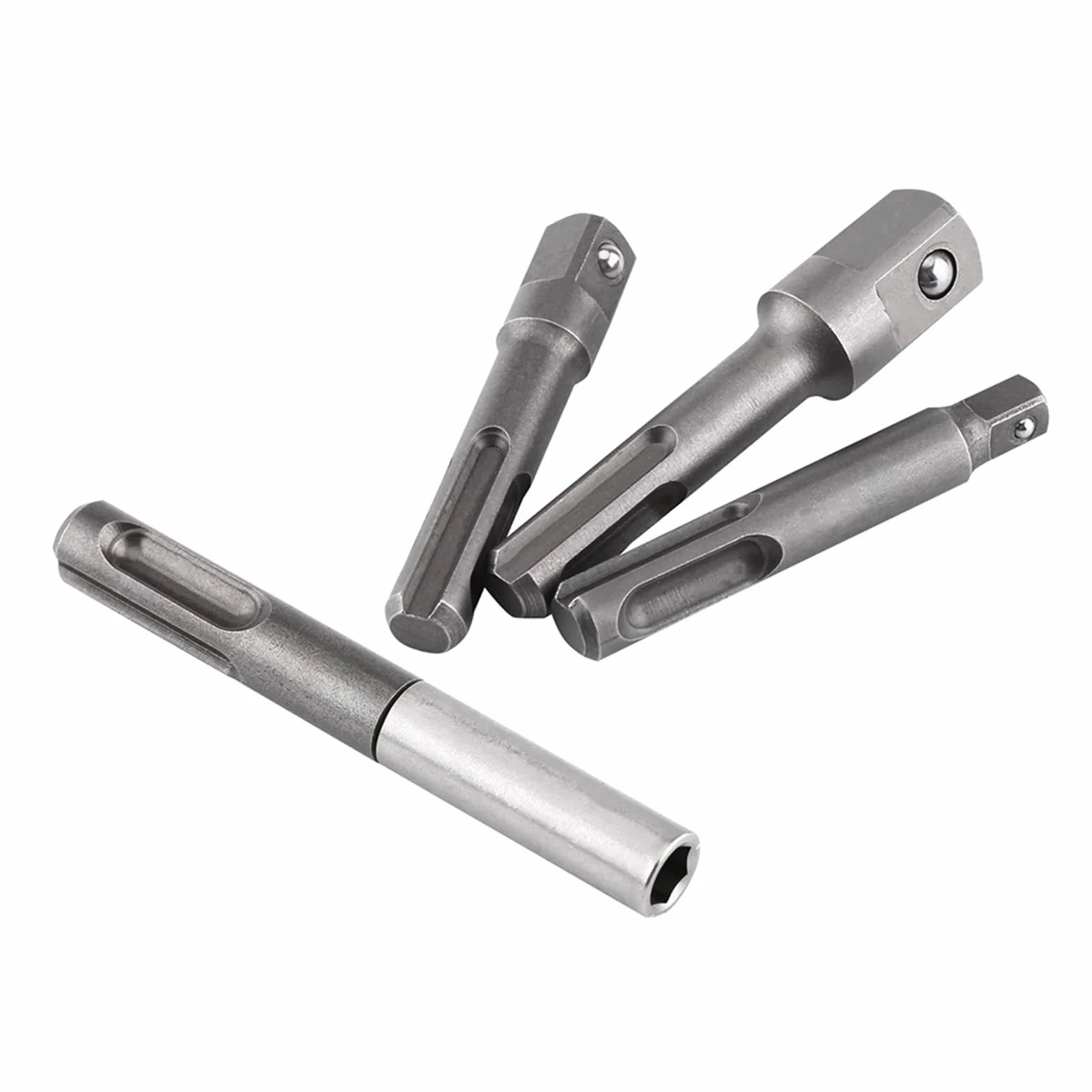 4 szt. Adapter gniazda wiertarskiego, adapter gniazda sześciokątnego SDS Plus Shank-1/4in i adapter wiertła kwadratowego 1/4 cala 3/8 cala 1/2 cala, adapter SDS do wiertarek