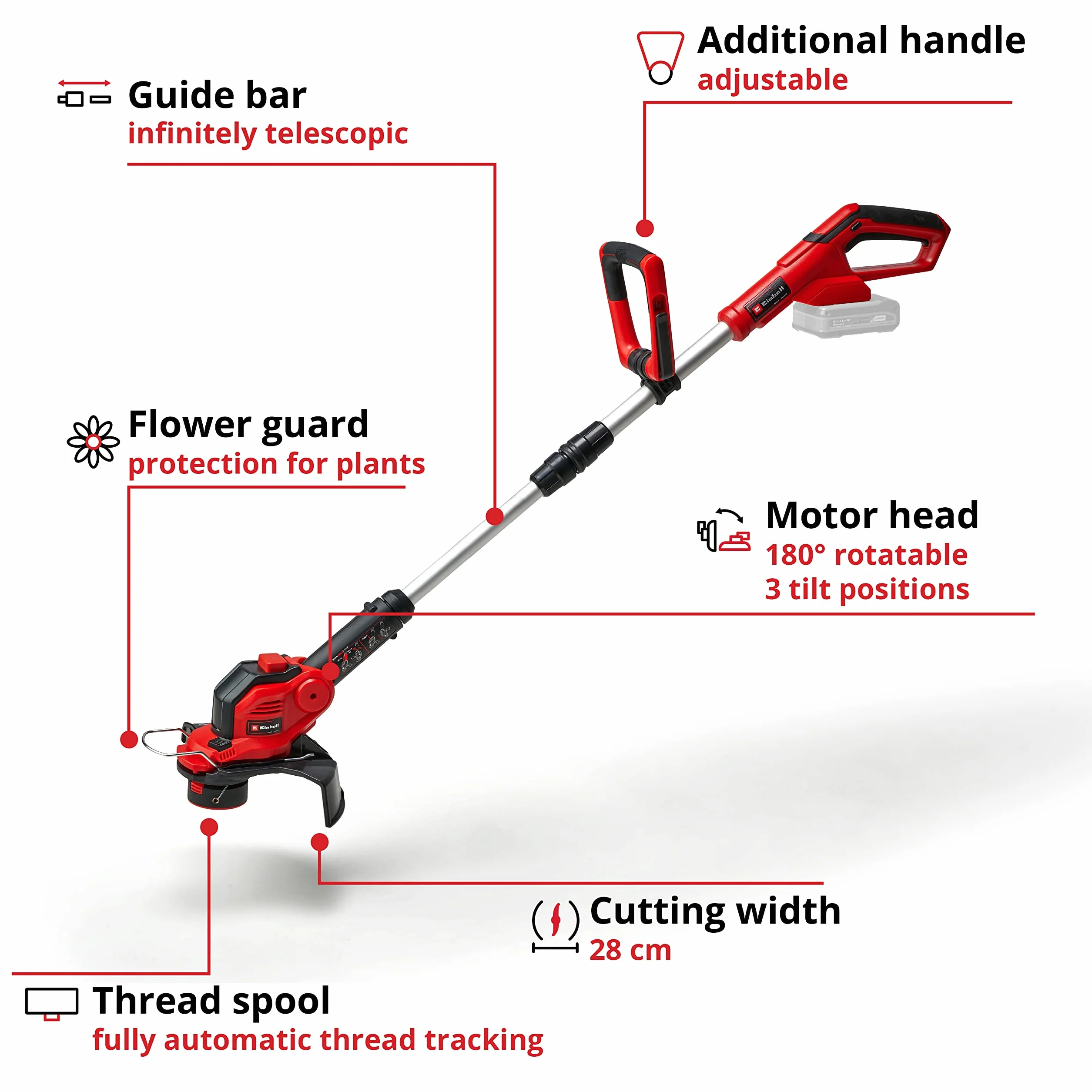 Einhell GE-CT 18/28 Li Solo Podkaszarka, 104,5x24x12,5 cm, 2,3 kg