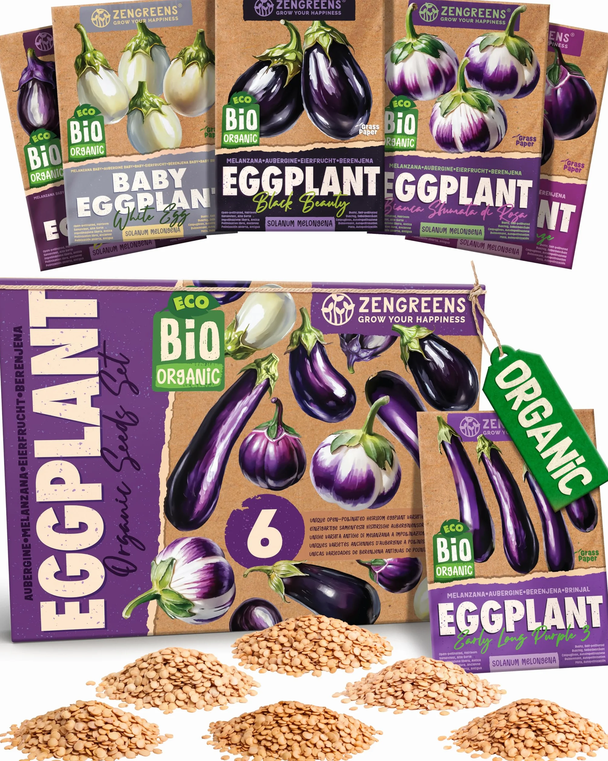 Organiczny Bakłażan Zestaw Nasion 6szt ZenGreens