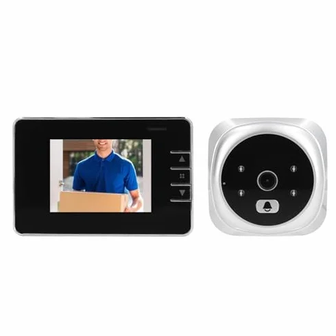 Kamera z Wizjerem do Drzwi, Cyfrowy Dzwonek Wideo z 2-kierunkowym Dźwiękiem, Noktowizorem, Ekranem LCD i Szerokim Kątem 120 Stopni, Cyfrowa Kamera do Drzwi, Kamera z Wizjerem