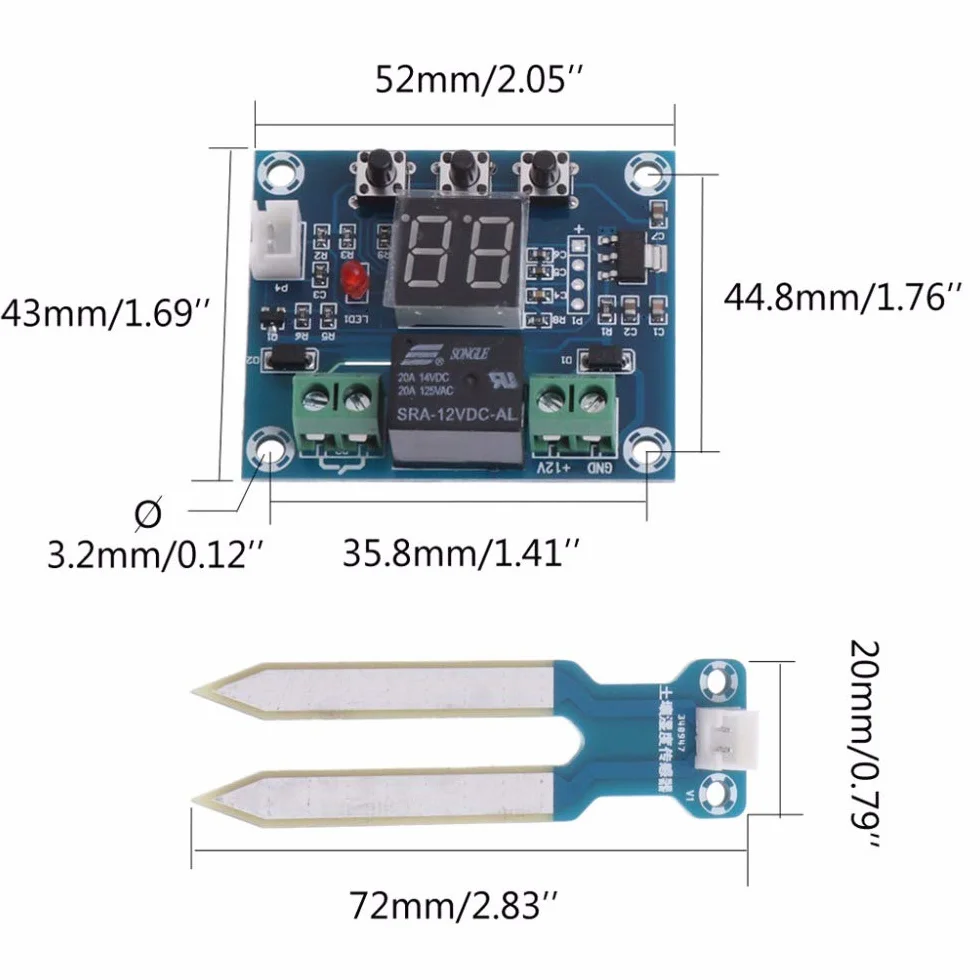 DollaTek Czujnik wilgotno?ci gleby 12 V regulator wilgotno?ci z cyfrowym wy?wietlaczem modu? automatycznego systemu nawadniania