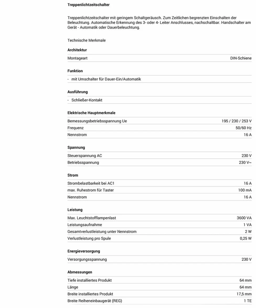 Hager HAGEMN001 EMN001 wyłącznik czasowy na schody, VE 0,5-10 min, 230 V