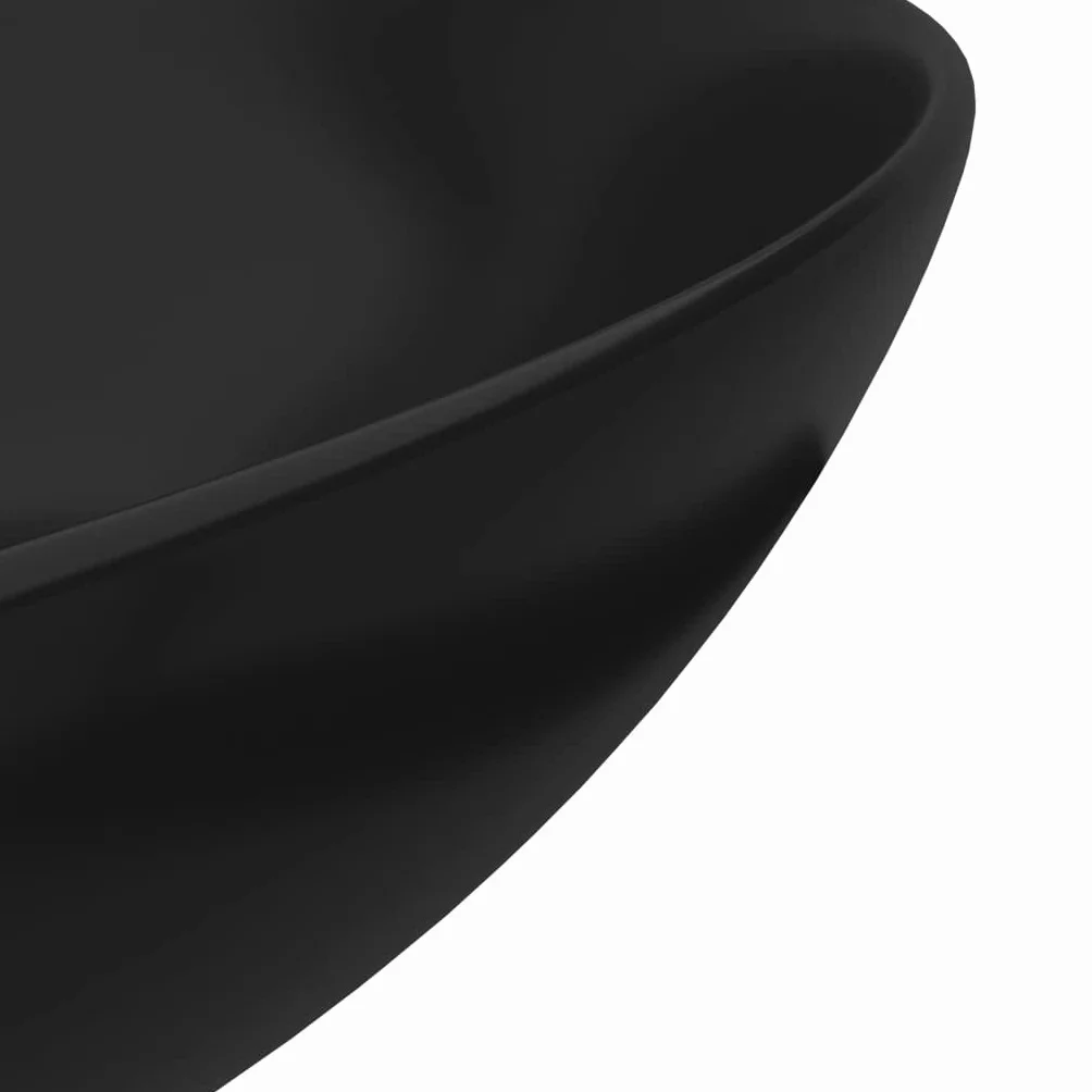 vidaXL Umywalka łazienkowa, ceramiczna, matowa czerń, okrągła