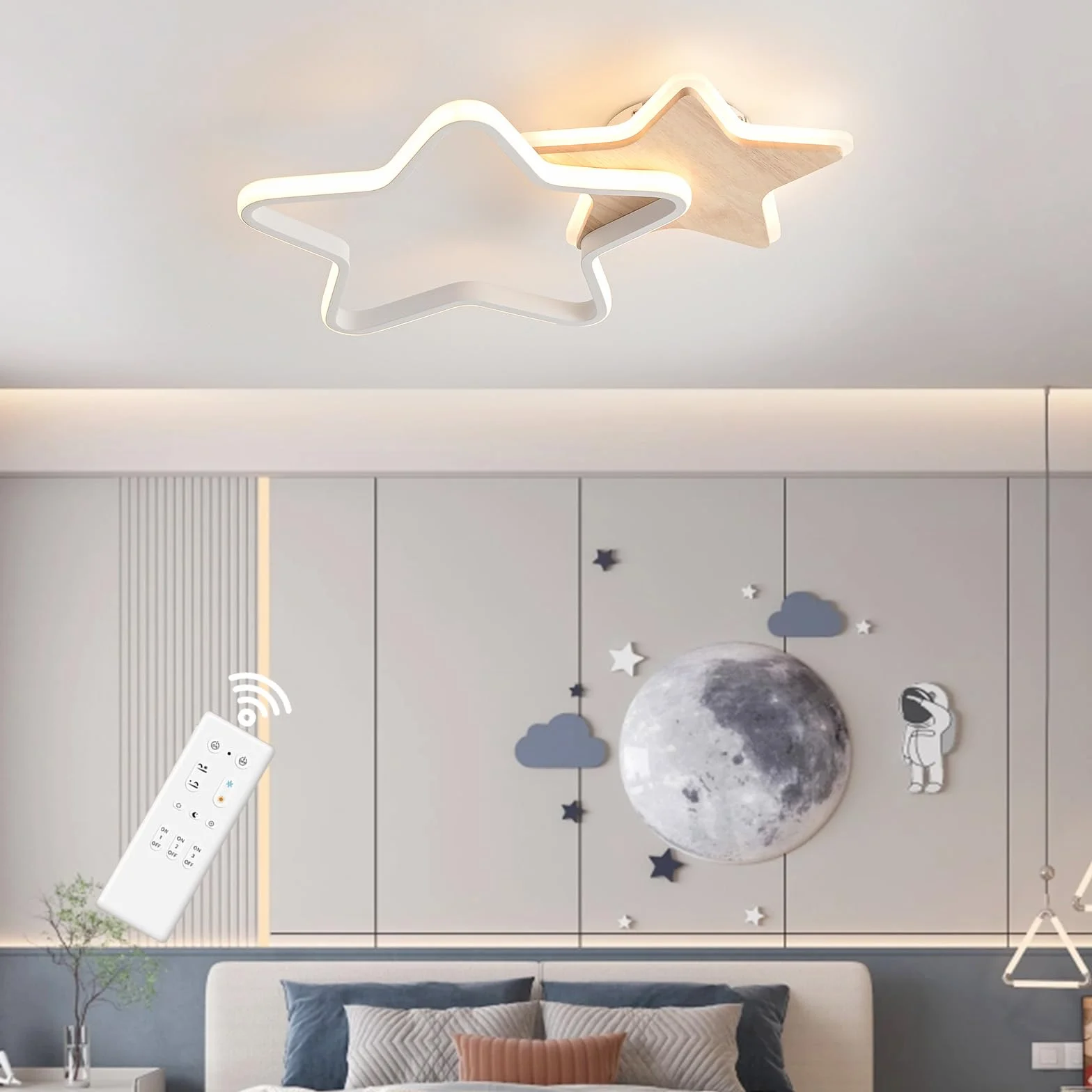 Lampa sufitowa LED, lampa sufitowa 26 W, do pokoju dziecięcego, oświetlenie do sypialni 40 cm ze ściemnianiem i pilotem zdalnego sterowania
