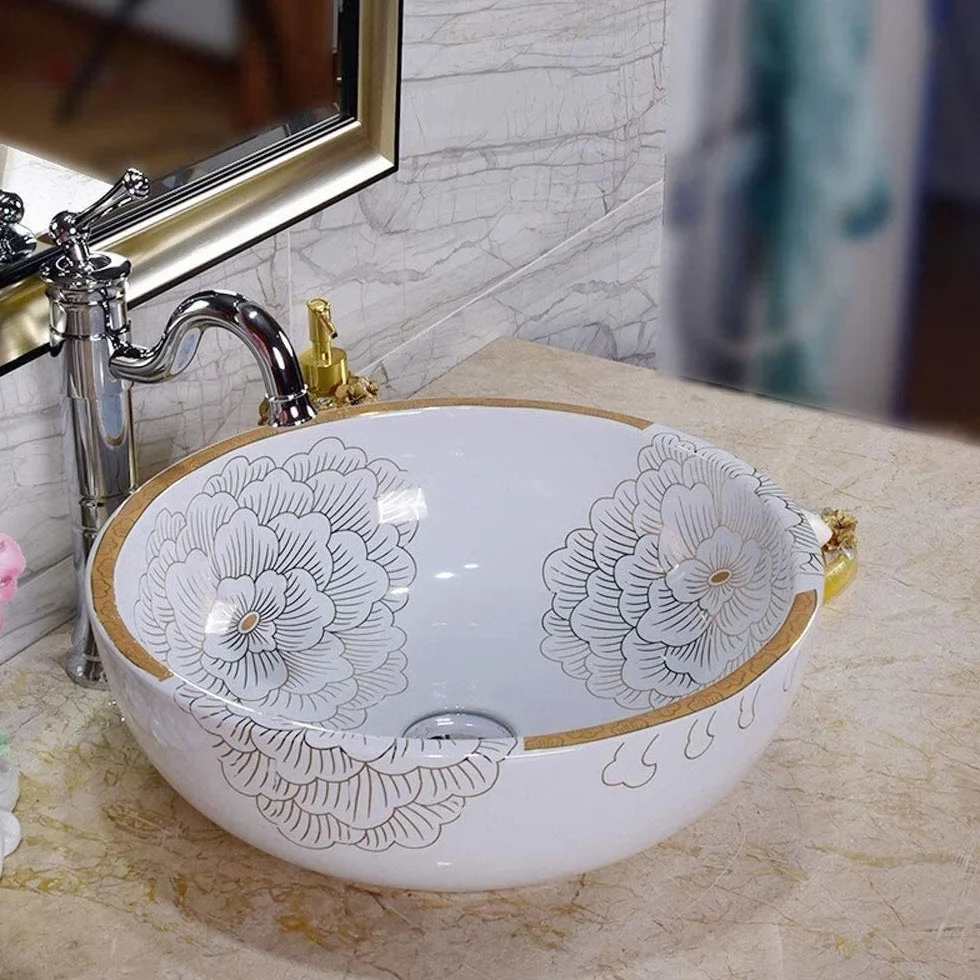 Szafka Pod Umywalkę Z Umywalką, Umywalka Nablatowa, 12-Calowa Okrągła Umywalka Ceramiczna Z Porcelany, Amerykańska Biała Umywalka Nablatowa