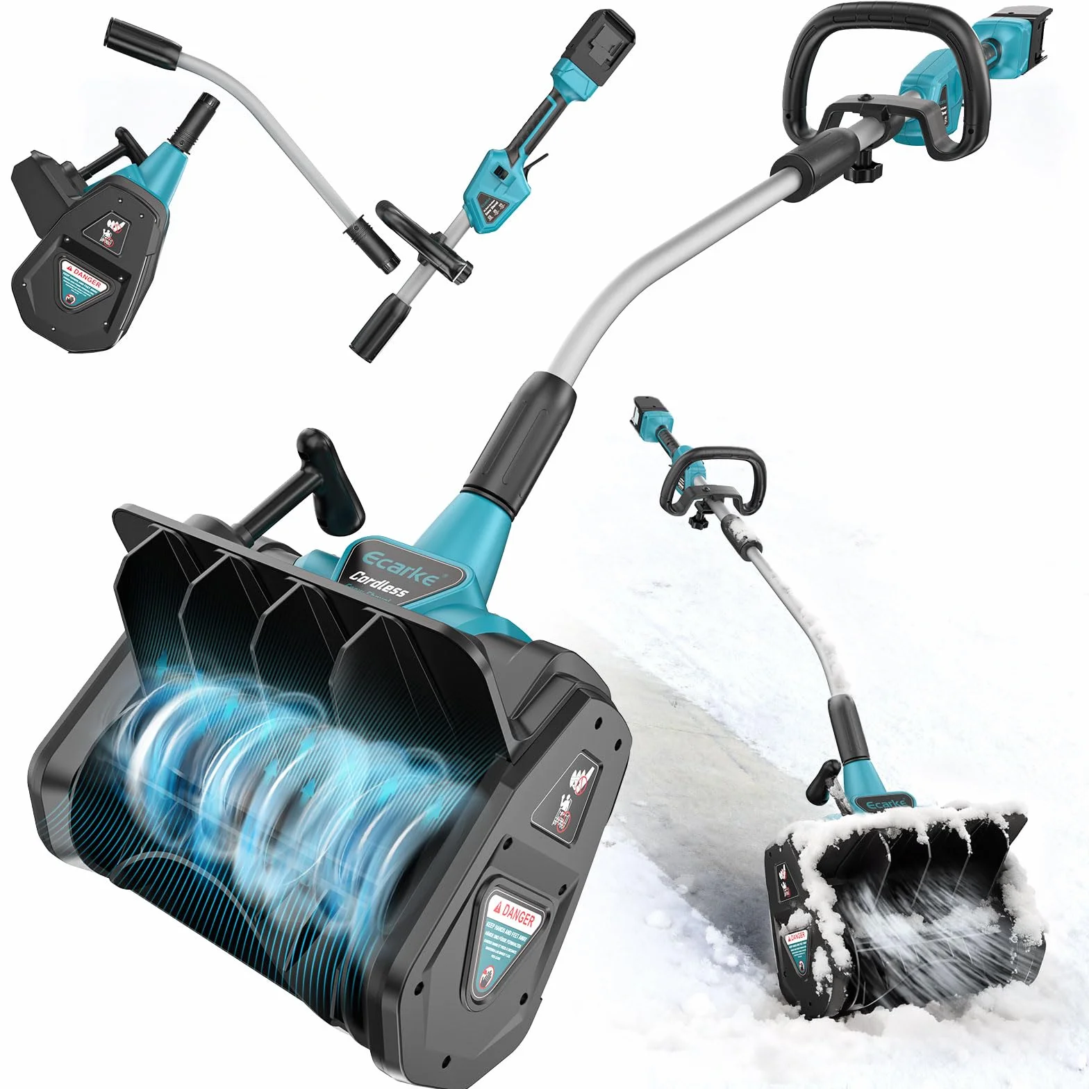 Ecarke Akumulatorowa odśnieżarka 18 V 1000 W bezszczotkowy 33,5 cm 20 cm 7-8 m 30°