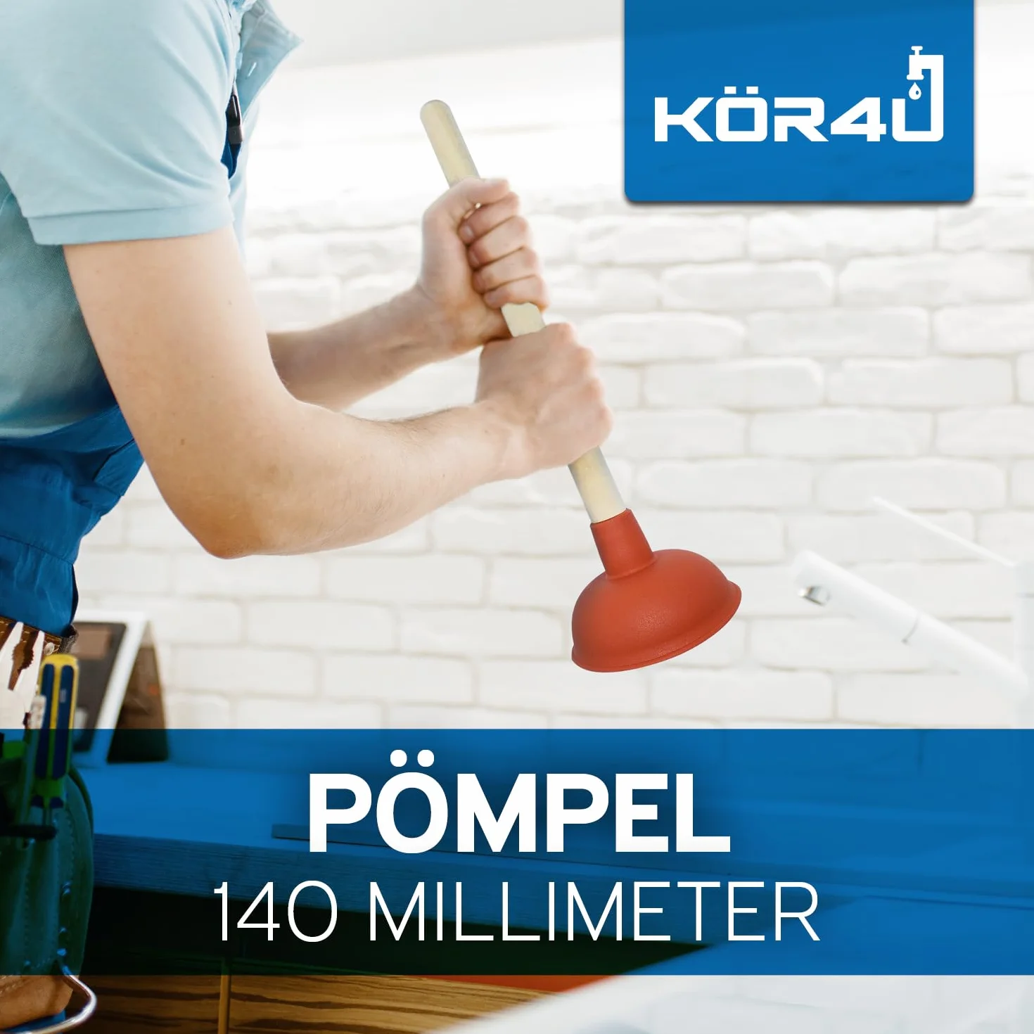 kör4u Przepychacz 140 mm optymalnie nadaje się do toalety, łazienki, kuchni, prysznica i toalety, o dużej mocy ssania