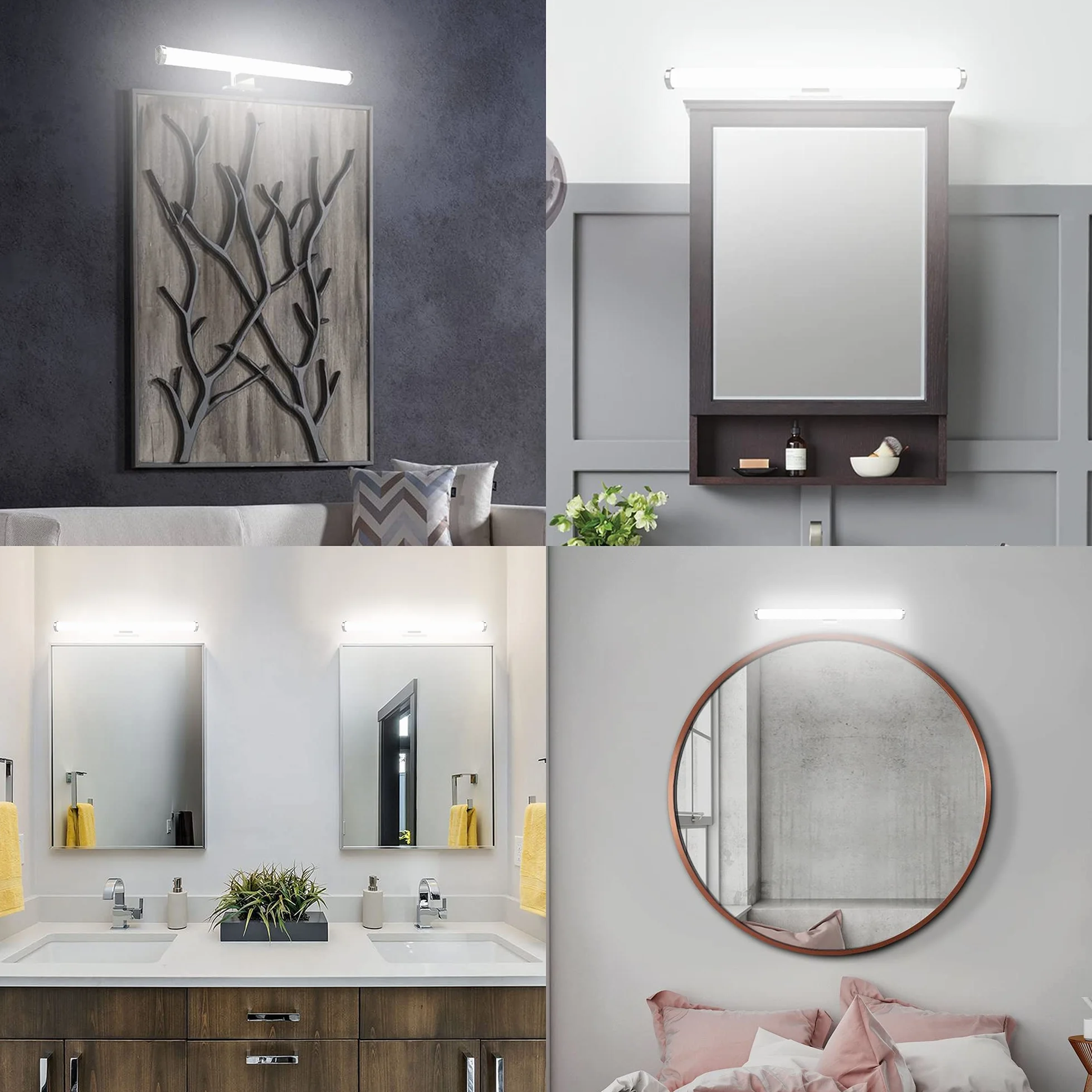 LED lustro łazienkowe, 10W 1200LM 40cm neutralna biel 4000K, montaż 3 w 1 IP44 230V kinkiet lampa lustrzana, bez migotania lampa łazienkowa oświetlenie ścienne: 400mm
