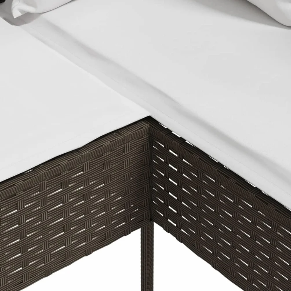 vidaXL Sofa w kształcie litery L, z poduszkami, polirattan, brązowa