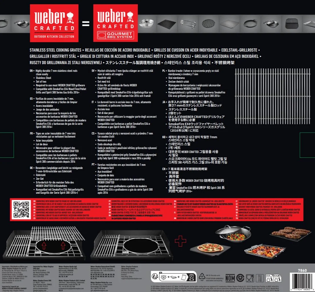 Weber Spirit 300 Series SmokeFire EX4 Grate, Stal Nierdzewna, Czarny