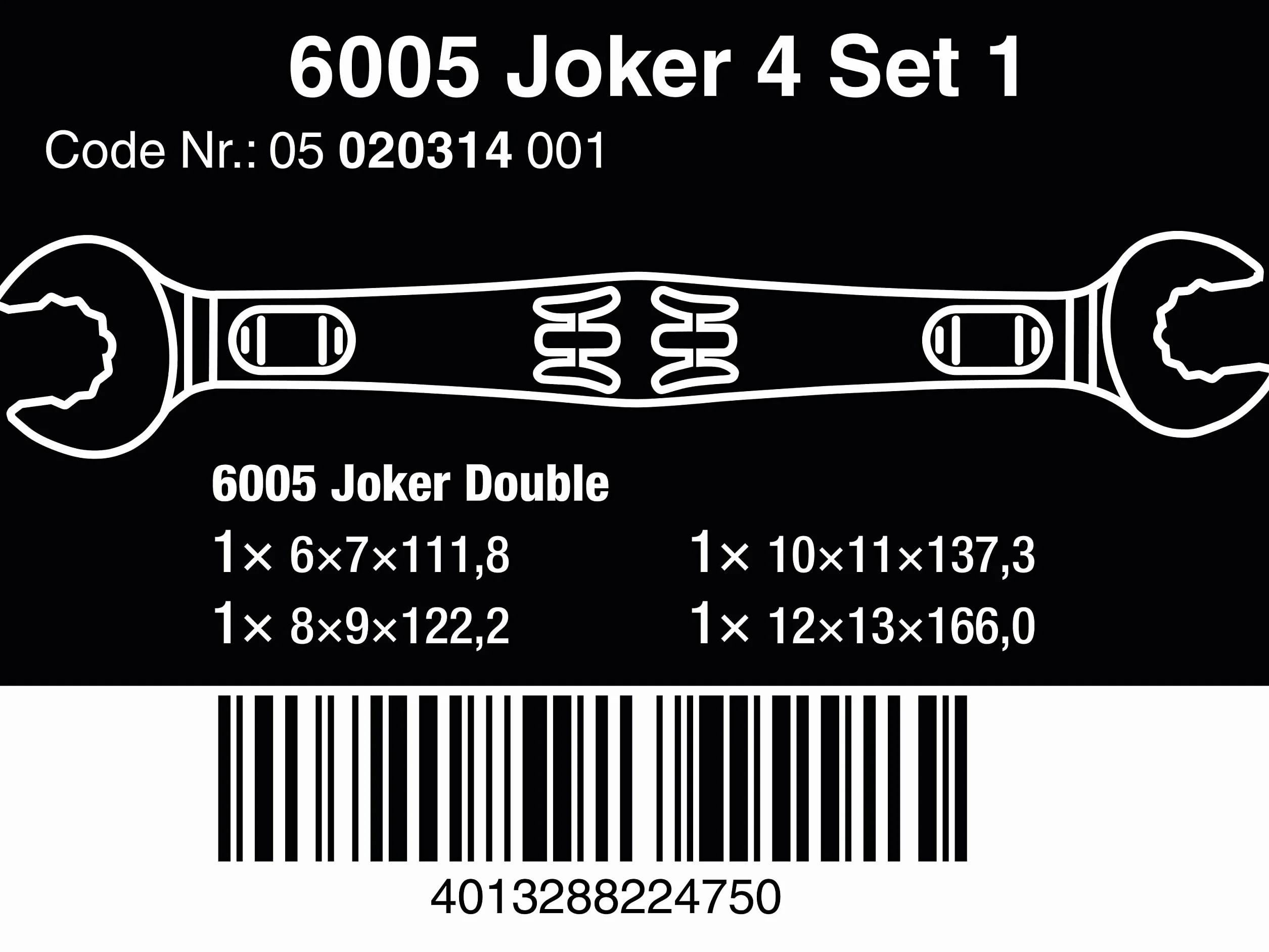 Wera 6005 Joker 4 Set 1 Zestaw Kluczy, Szary, 4 Elementy