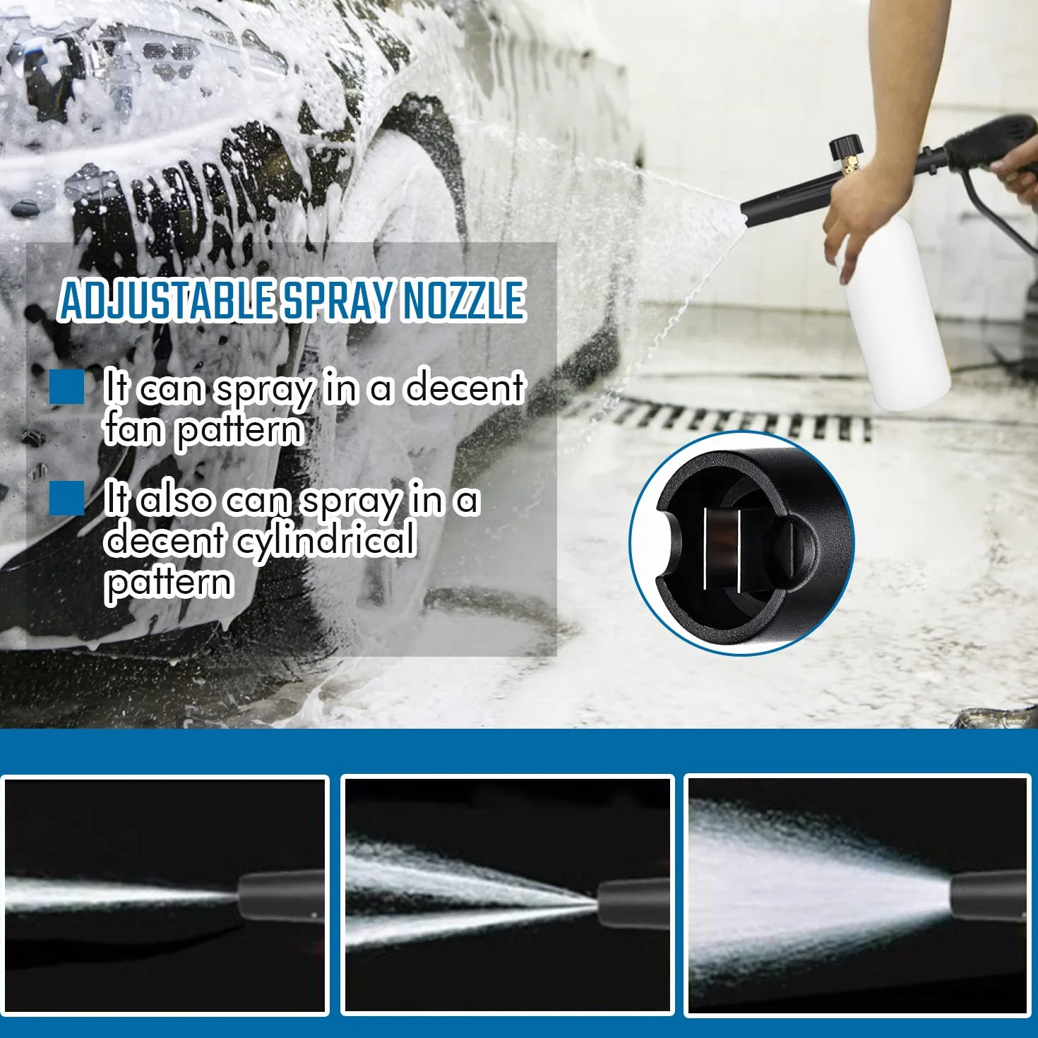 Qooltek regulowana armata piankowa 1L butelka śnieżna do Karcher K2-K7 myjka ciśnieniowa
