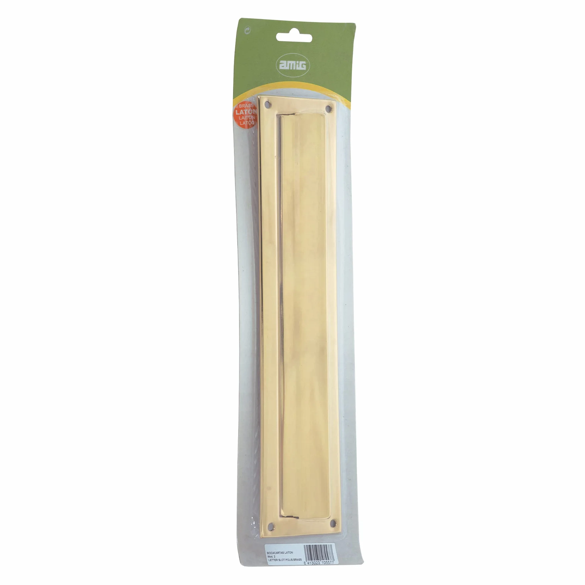 Amig - Szkice pocztowe | do ścian lub drzwi wewnętrznych i zewnętrznych | Zbiorniki mosiężne | 342x73 mm | Pomiar Usty: 246x48 mm | Złoty kolor