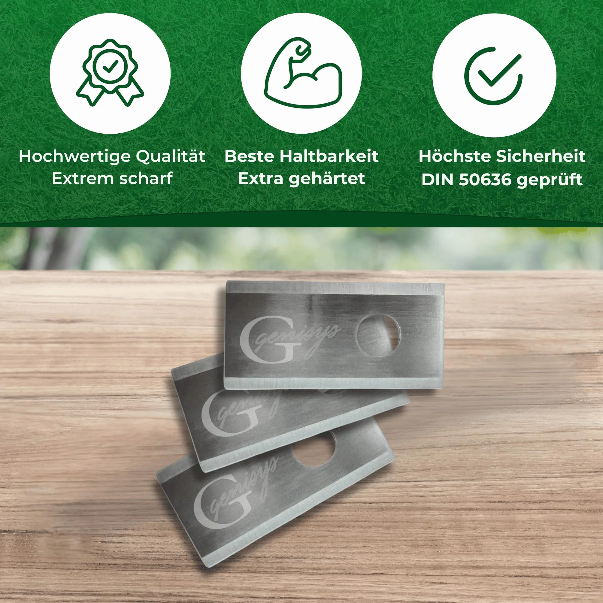 30 ostrzy zamiennych, kompatybilnych z Worx Landroid, Ecovacs Goat, LandXCape, Practixx, Scheppach, Kress, ostrza robotami koszącymi LongLife [1 otwór, odporne na pękanie]