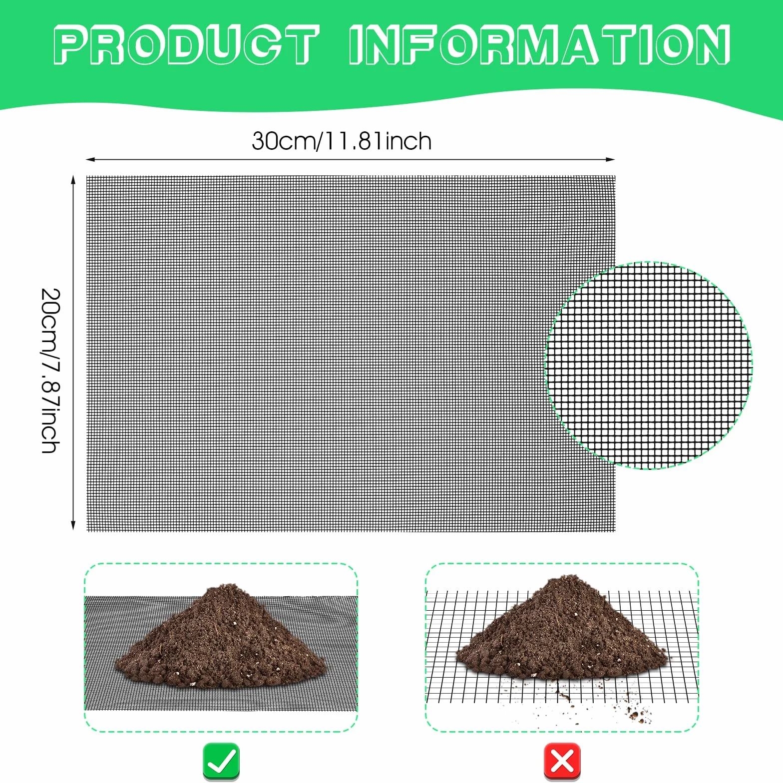 Podkładka z Siatki Do Doniczek 12 x 19,8 cm - Plastikowa Siatka Oczkowa, Drenażowa Mata