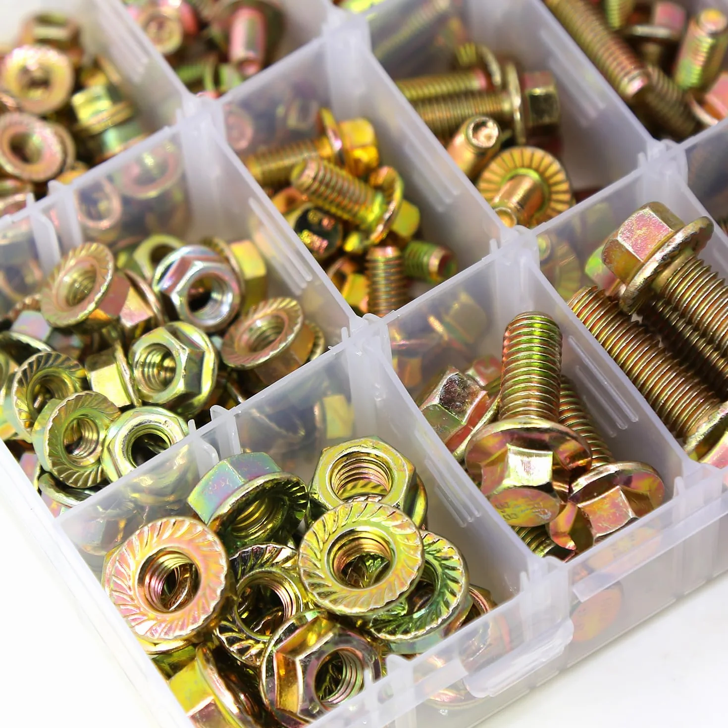 Zestaw 240 sztuk śrub kołnierzowych M5 M6 M8 i nakrętek kołnierzowych z ocynkowanych, 8,8 mm, zestaw śrub sześciokątnych i nakrętek
