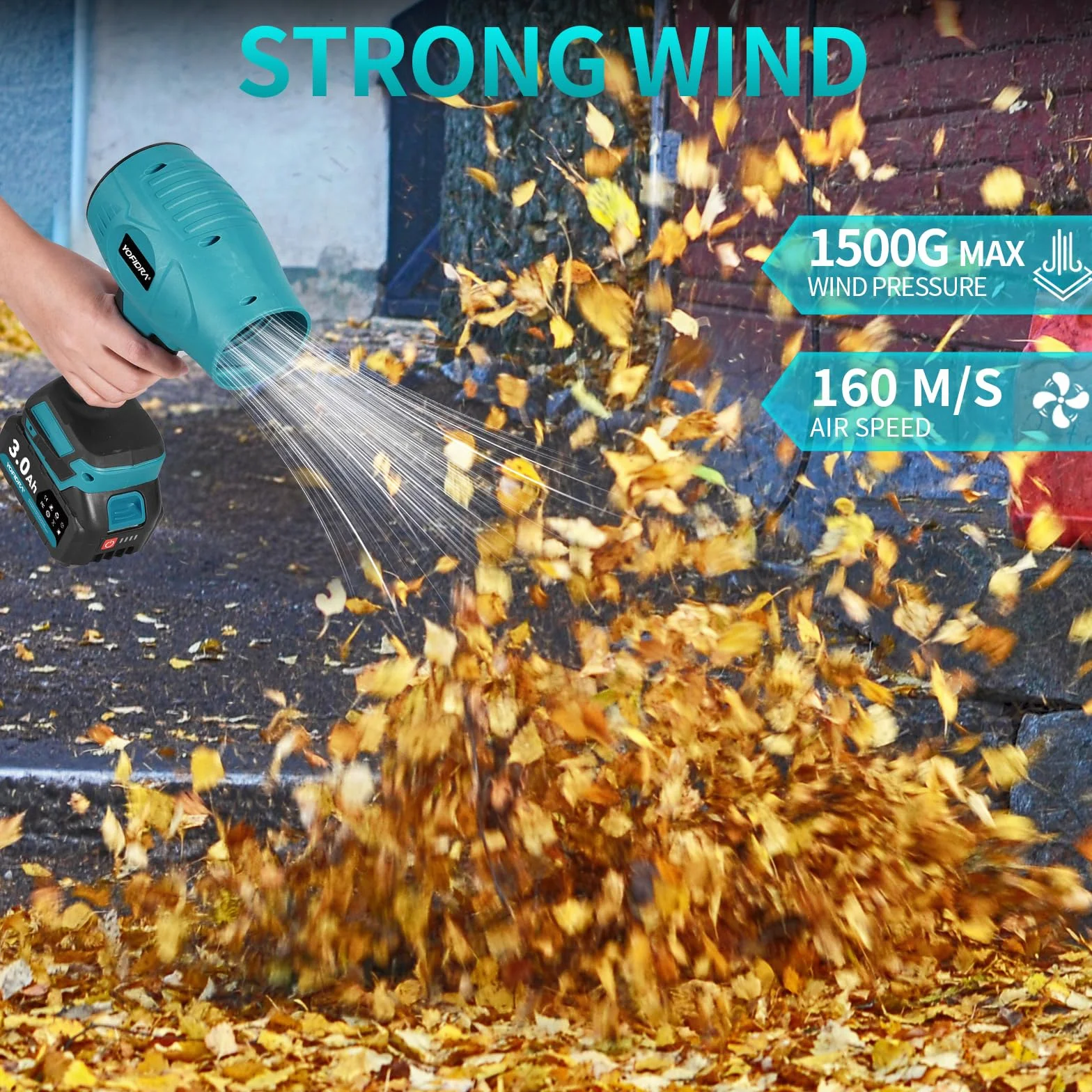 Akumulatorowa dmuchawa do liści Yofidra Turbo 160m/s 280000 obr/min 2x3000mAh