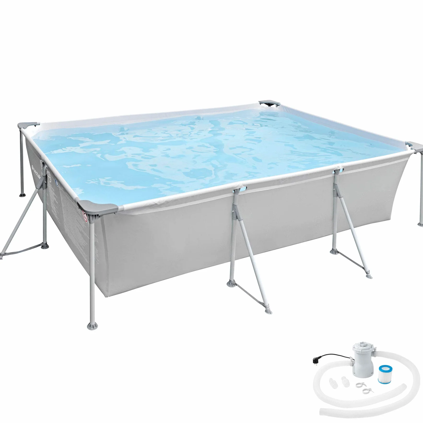 Tectake Basen Ogrodowy Stelażowy 300 x 207 x 70 cm Szary z Pompą
