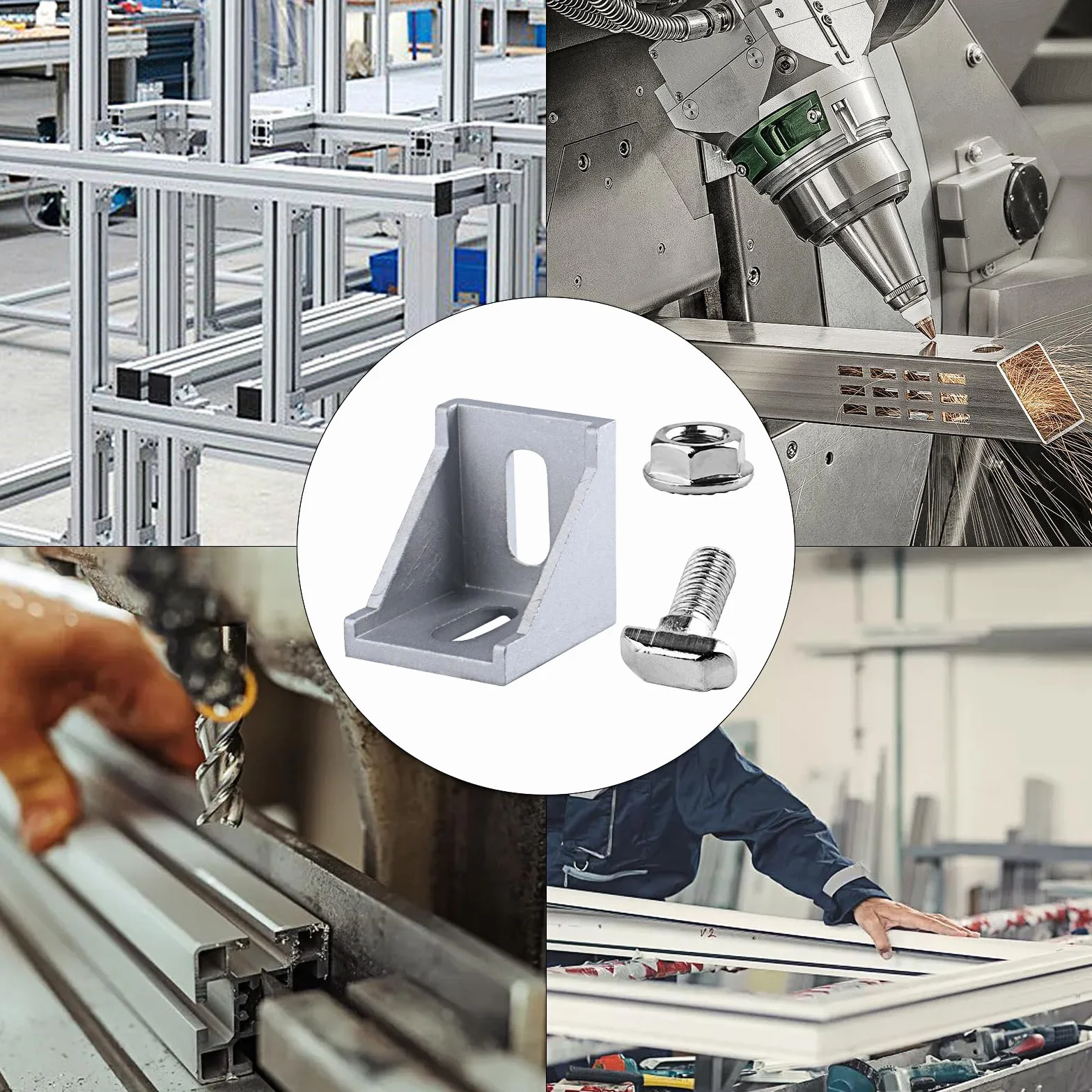 10 szt. kątowy materiał mocujący do profilu aluminiowego, profil aluminiowy 40 x 40, łącznik kątowy 90°, uchwyt ścienny pod kątem 90 stopni, do drukarek 3D, routerów CNC, projektów DIY