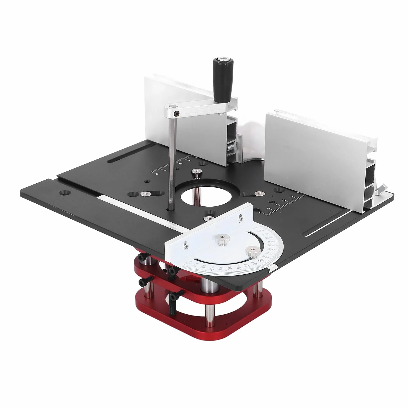 Generic Podstawa Podnośnika Routera Podstawa Stołu Routera ze Stopu Aluminium z 2-calowym Skokiem Podnoszenia Korba Ręczna Płytka 240x200 Mm do Stołu do Obróbki Drewna Użytkownicy Majsterkowicze