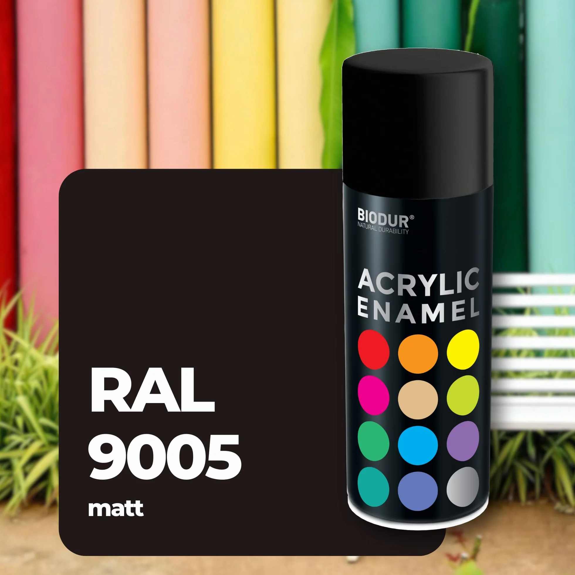 Spray 400 ml Matowy Czarny RAL 9005, Akryl, UV odporny, uniwersalny do wnętrz i na zewnątrz, szybkoschnący