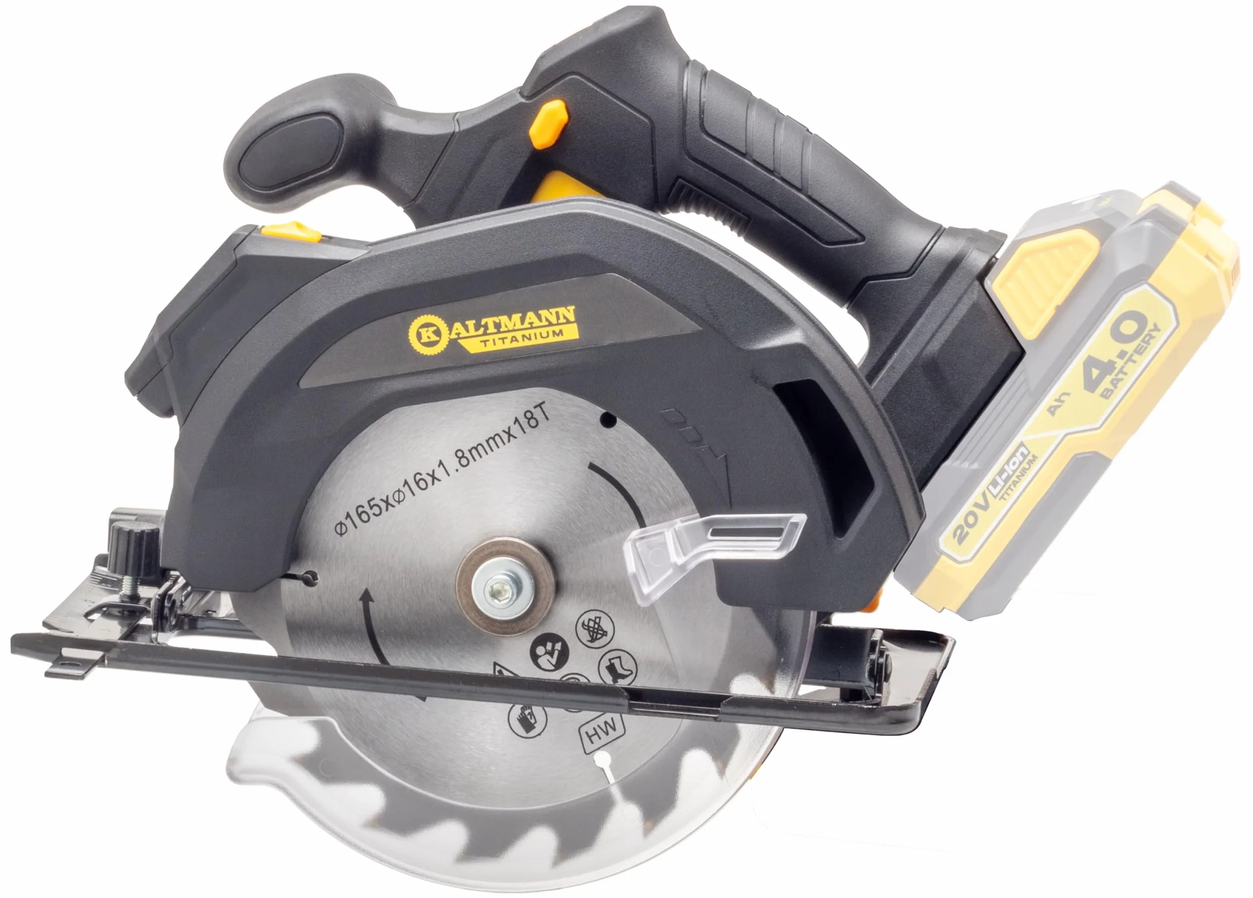 Pilarka tarczowa Kaltmann TITANIUM KTI-PTA20V | 20V | 4300 obr/min | Tarcza 165 mm | Wskaźnik laserowy | Głębokość cięcia 55 mm | Body – bez akumulatora i ładowarki