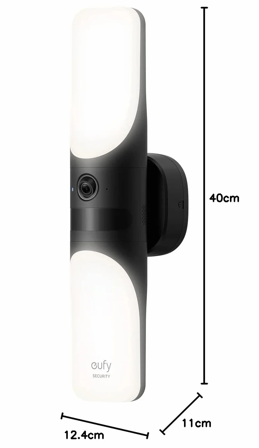 eufy Security Przewodowa lampa ścienna z kamerą S100, zewnętrzna kamera bezpieczeństwa, kamera 2K ze światłem 1200 lumenów, kolorowy noktowizor, oświetlenie aktywowane ruchem, bez miesięcznych opłat
