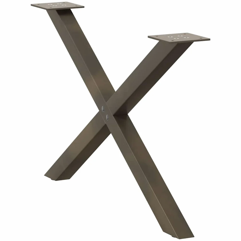 Nogi do stolika kawowego w kształcie litery X, 2 sztuki, stal naturalna, 70 x (42-43) cm, wytrzymały stelaż stalowy z regulowanymi nóżkami poziomującymi, zapewnia stabilność, nowoczesne