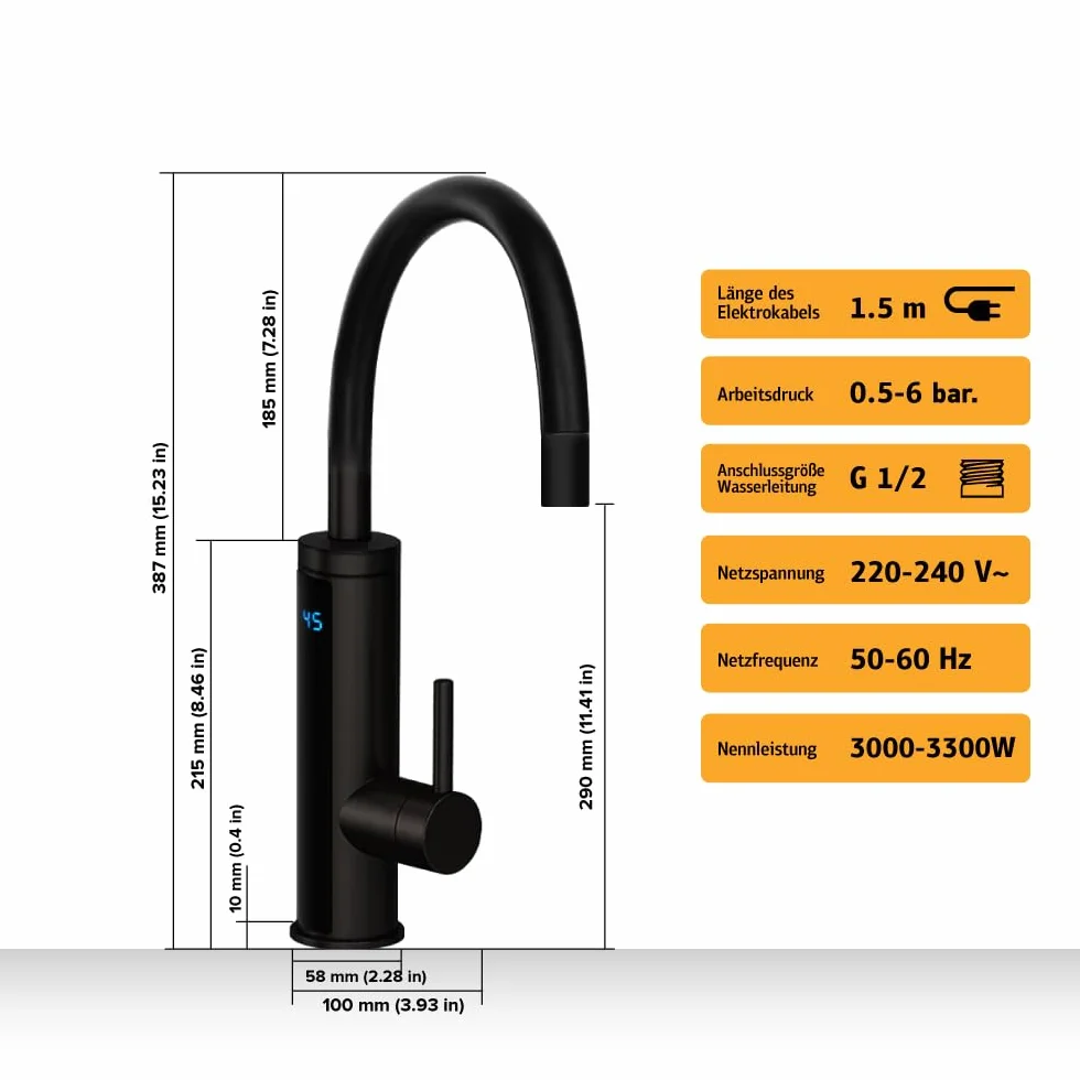 HOGART Elektryczny kran z podgrzewaczem wody 230 V Smart Heater