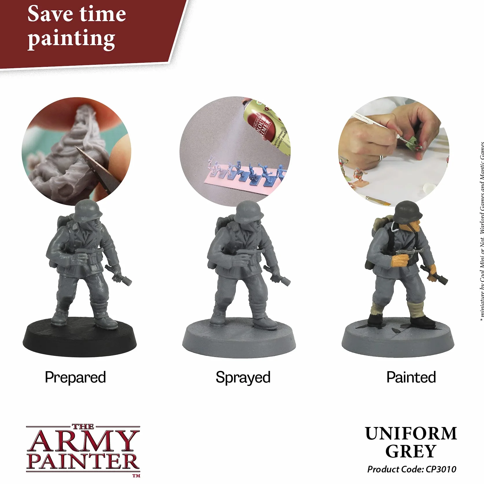 The Army Painter Colour Primer Uniform Grey, 400 mL akrylowy spray podkładowy, farba w sprayu do grundowania figurek, modelowania figurek do gier fabularnych, planszowych i bitewnych