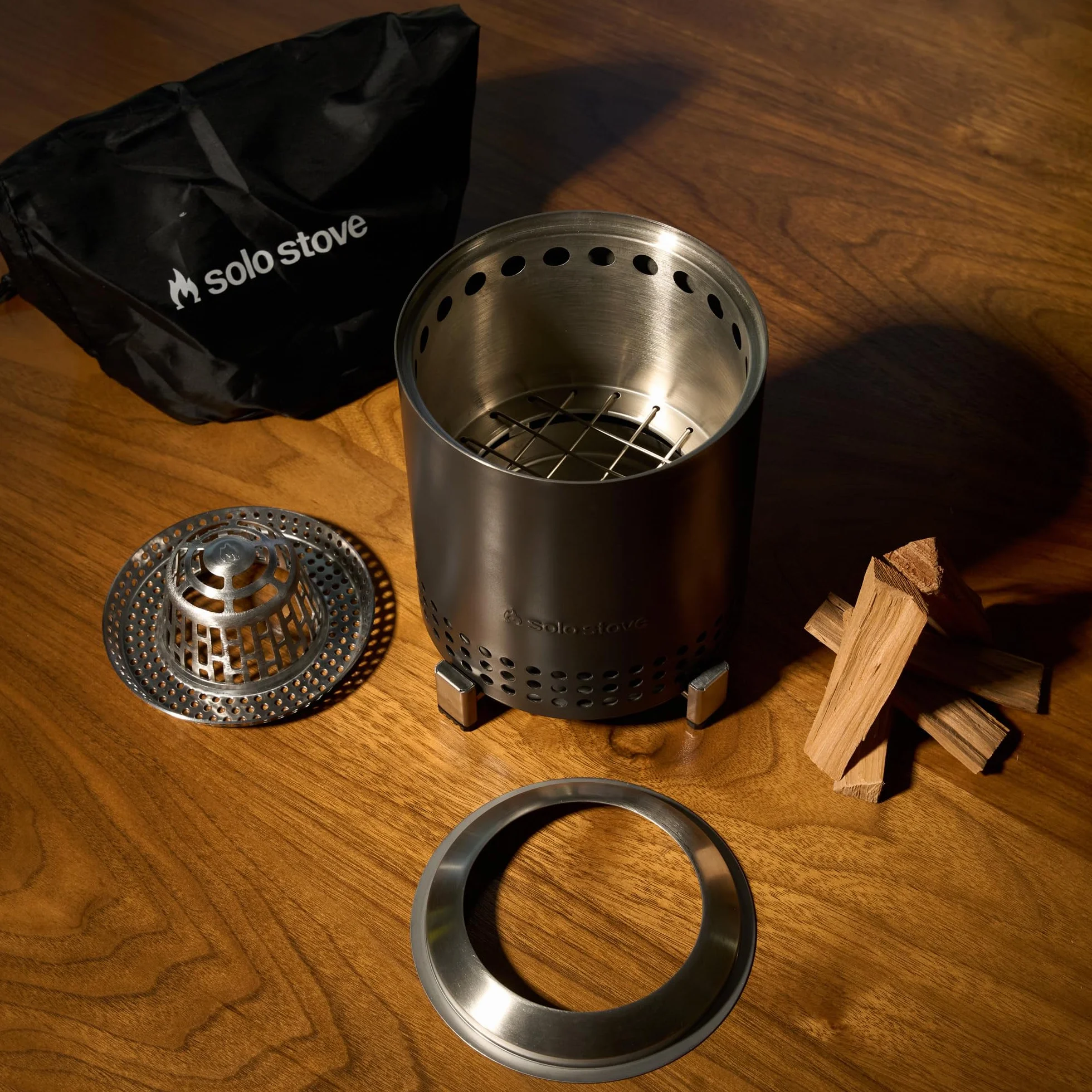 Solo Stove Mesa palenisko stołowe ze stojakiem, stal nierdzewna, na pelety i drewno, z torbą podróżną, 17,5 x 13