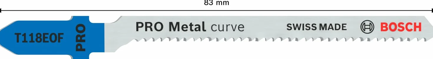 Bosch 5x brzeszczot do wyrzynarki T 118 EOF Flexible for Metal (do Blachy stalowe, długość 83 mm, profesjonalne akcesoria do wyrzynarki)