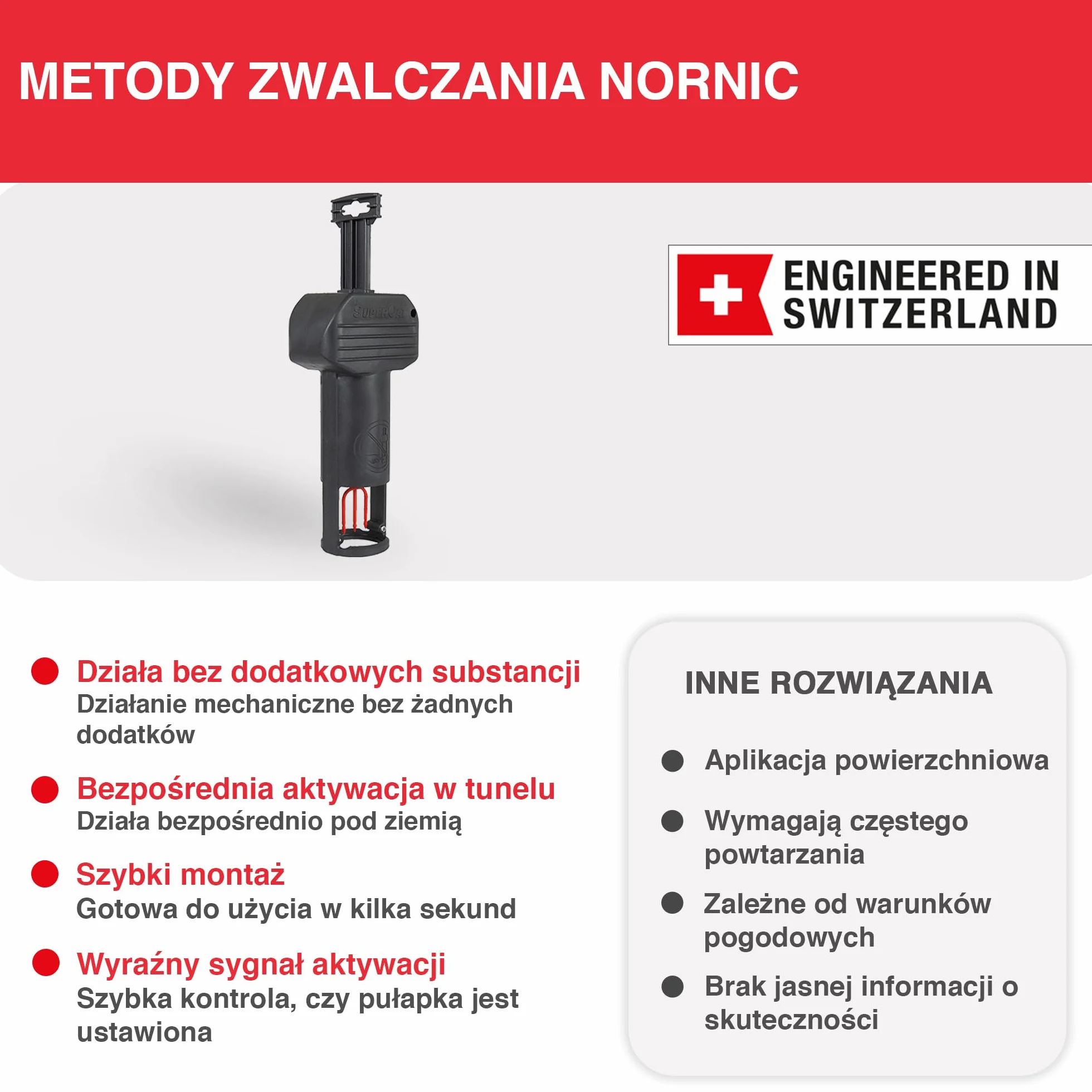 SWISSINNO Pułapka na Nornice PRO SuperCat – Tunelowa Zatrzaskowa, Wielokrotnego Użytku, 1 Sztuka