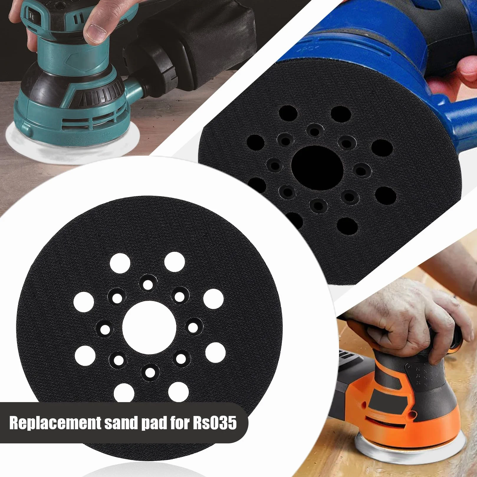 Talerz szlifierski 125 mm do Bosch, talerz szlifierski na rzep 125 mm z hakiem i pętelką, 8 otworów, płyta szlifierska, kompatybilna z Bosch Pex 220 A, Gex 125-1 Ae, Skil 7402/7490 do szlifierek