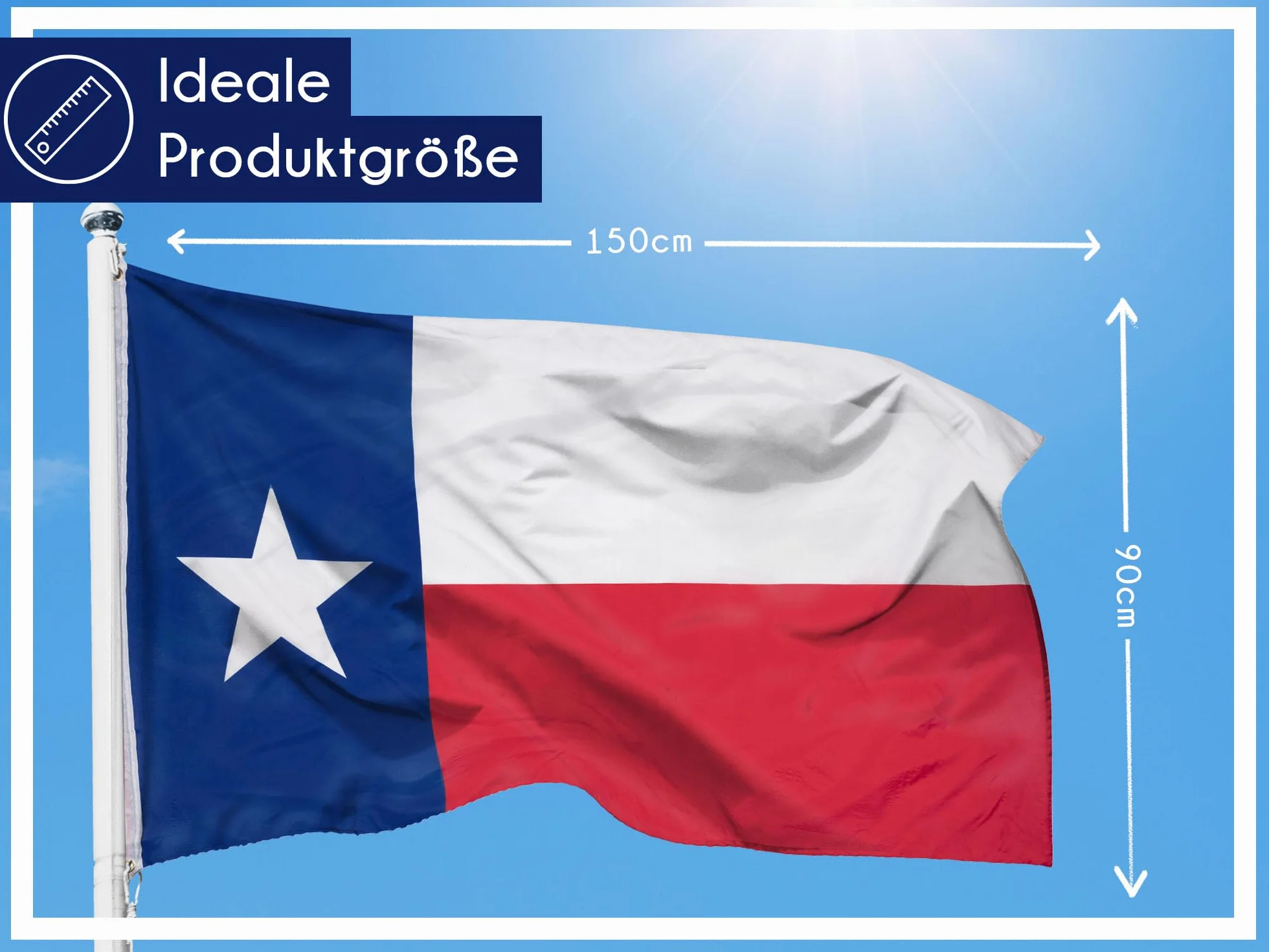 Flaga Texas 90 x 150 cm z oczkami z mosiądzu – wytrzymała flaga na maszt 100% poliester