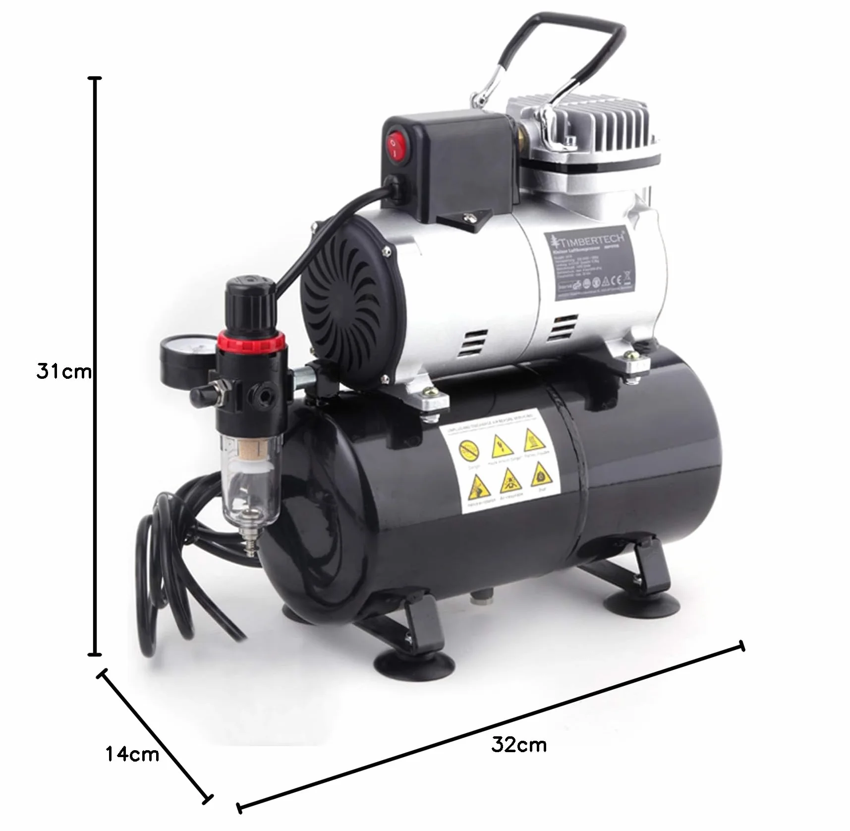 Timbertech Professional tłokowy cicha sprężarka Airbrush z wentylatorem chłodzącym Abpst08 do hobby, tatuażu, paznokci itp