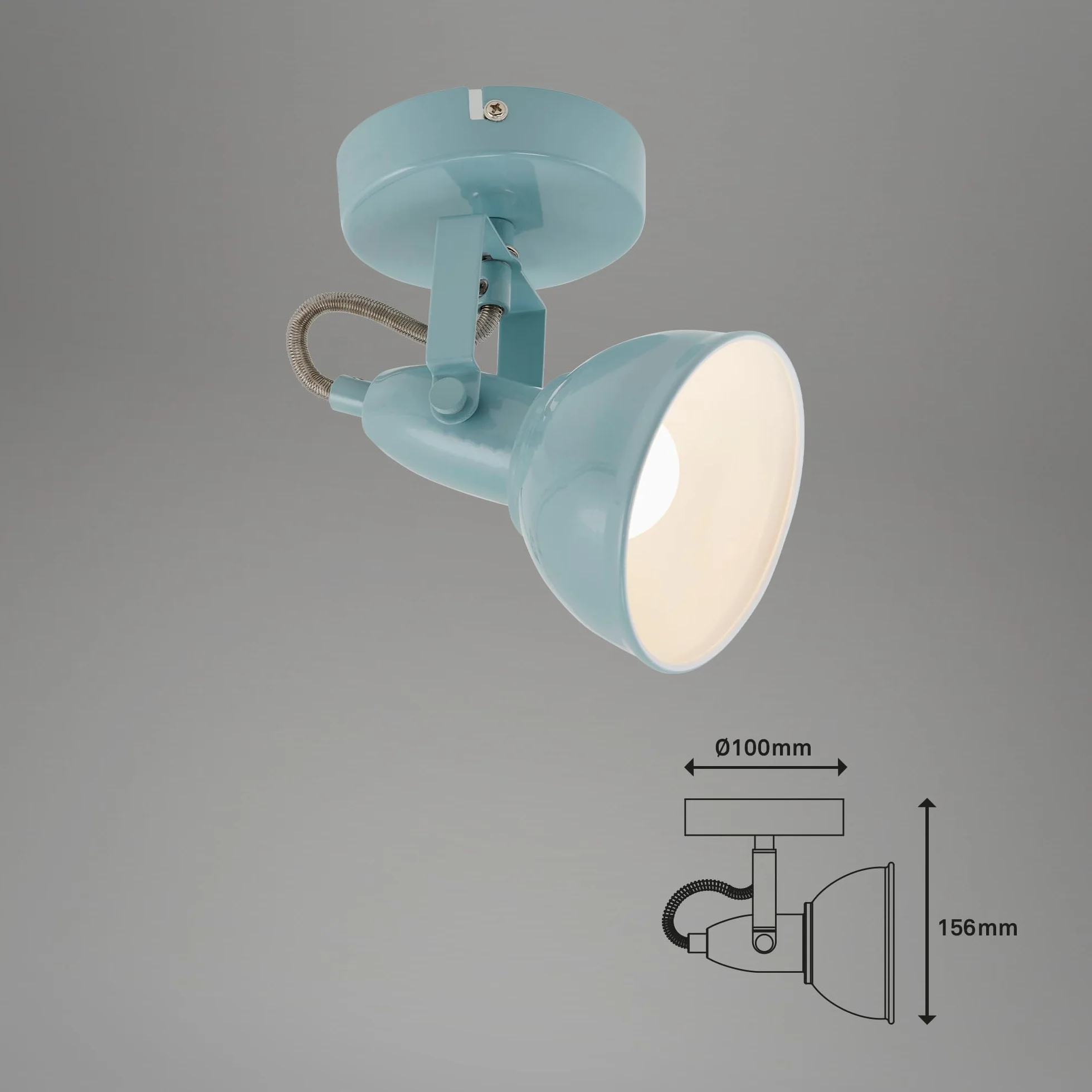 Briloner Lampa Ścienna Retro/Vintage z Obrotowym Reflektorem | Miętowo-Biała | Oprawka E14 | Maks. 40 W | Metalowa | Do Salonu, Sypialni, Korytarza | 15,6x10 cm