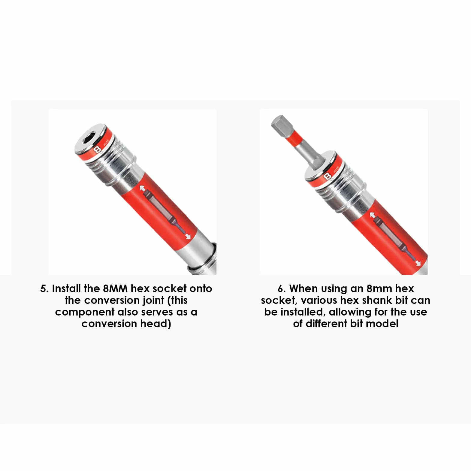 Generic Zestaw Przedłużaczy do Końcówek Nasadowych Solidny Wkrętak Nasadowy ze Stali Stopowej do Montażu w Szafce, Wymienny System wierteł, 7 Nasadek 8 Mm–19 Mm, Odpowiedni dla Wykwalifikowanych