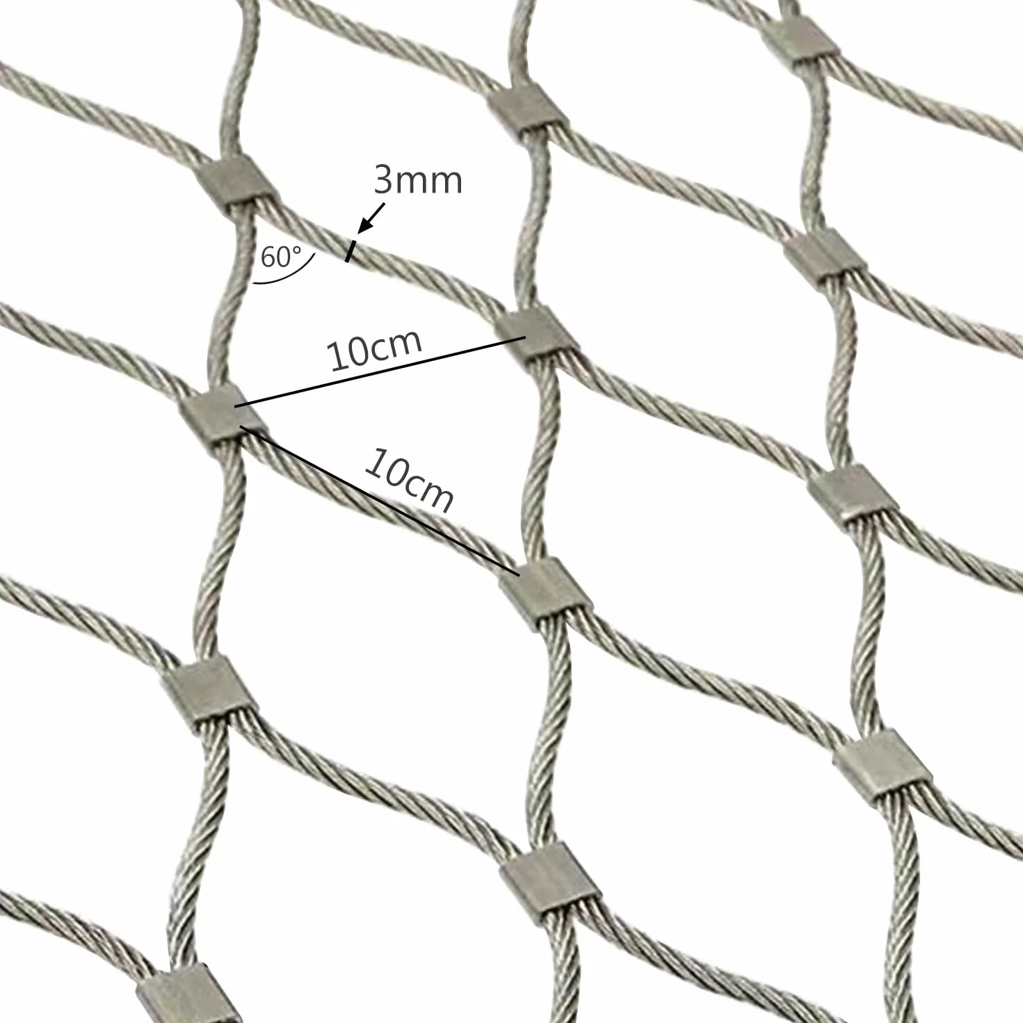 Elastyczna Siatka Linowa Ze Stali Nierdzewnej, Zagęszczona 3mm Siatka Balustrad Linowych, Wytrzymałe Ogrodzenie Ochronne, Siatka Ogrodowa(1.5x3m)