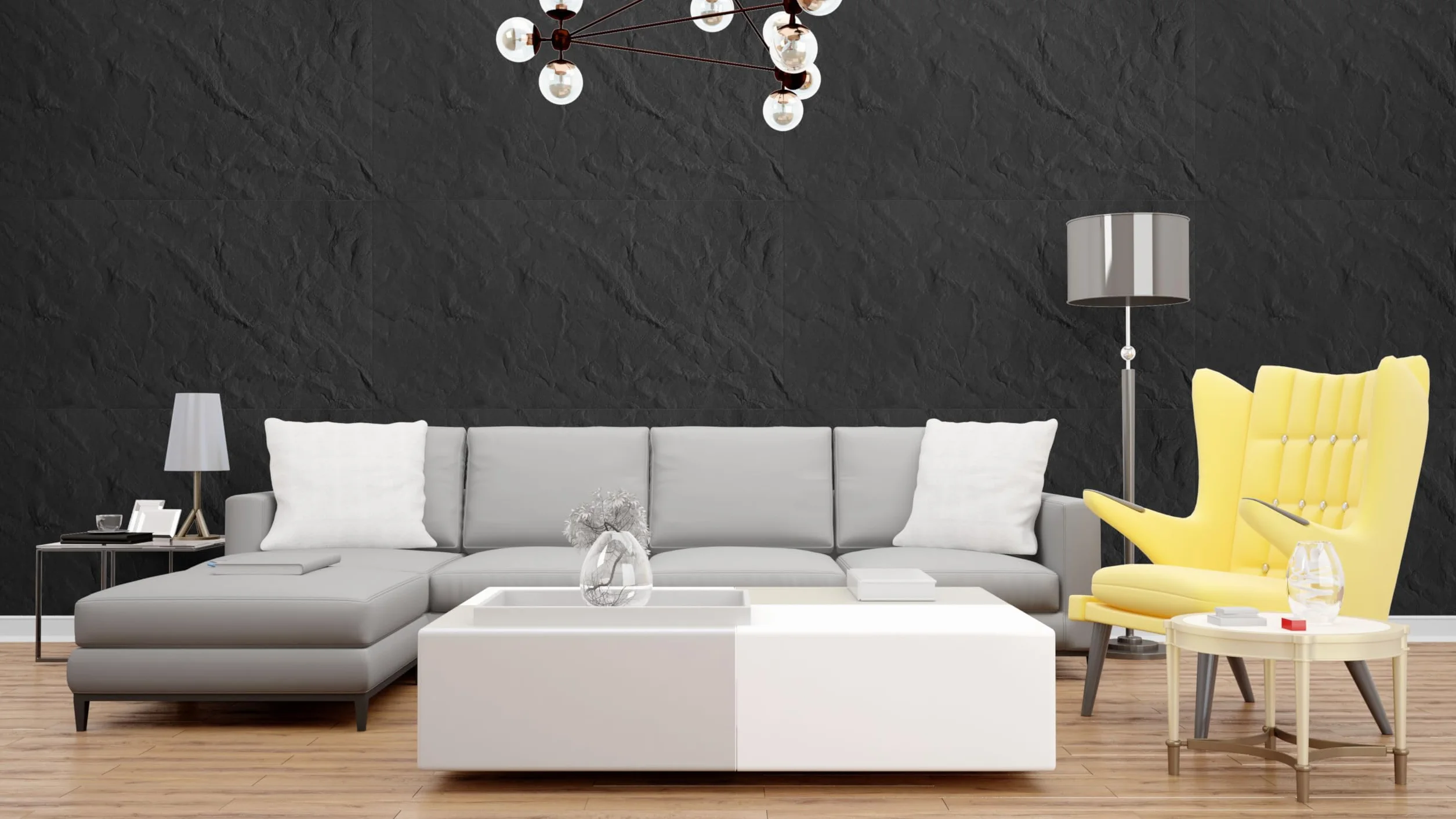 DECCART - Panele ścienne 100x50 cm - Panele ścienne - Panele - Okładziny ścienne wewnętrzne, okładziny sufitowe, Panel styropianowy 3D, imitacja kamienia - Czarny blok skalny - 24 sztuki (12 m²)