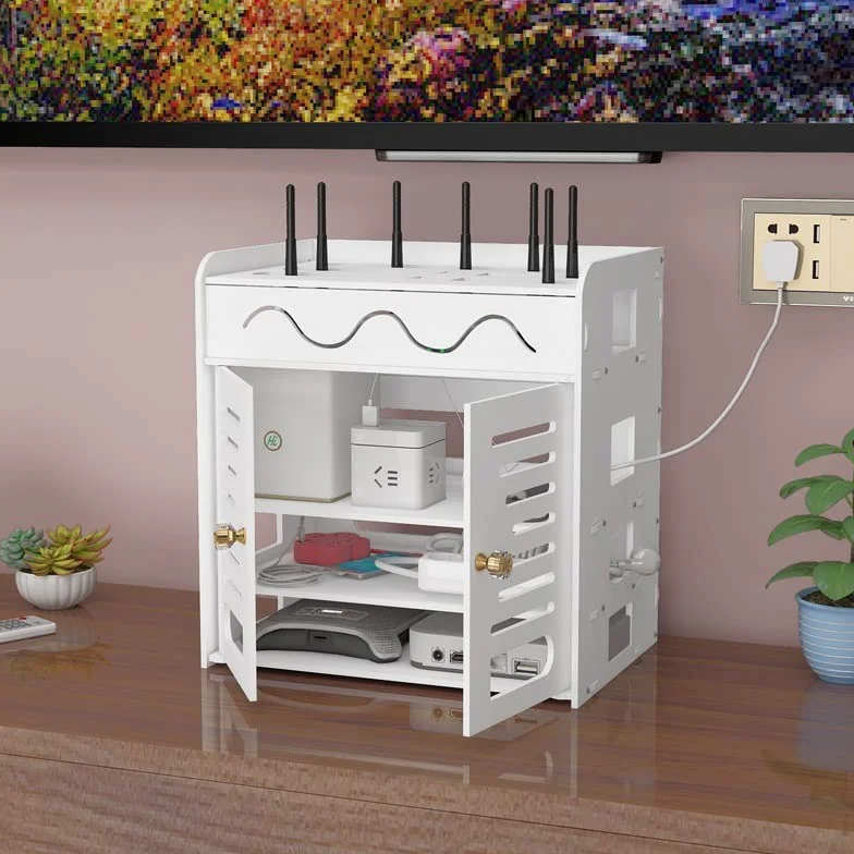 pudełko do porządkowania kabli Bezprzewodowy router Wi-Fi Schowek Panel Półka Ścienna Wisząca/Na biurku Wtyczka Uchwyt na tablicę Organizator do przechowywania kabli organizacja kabli