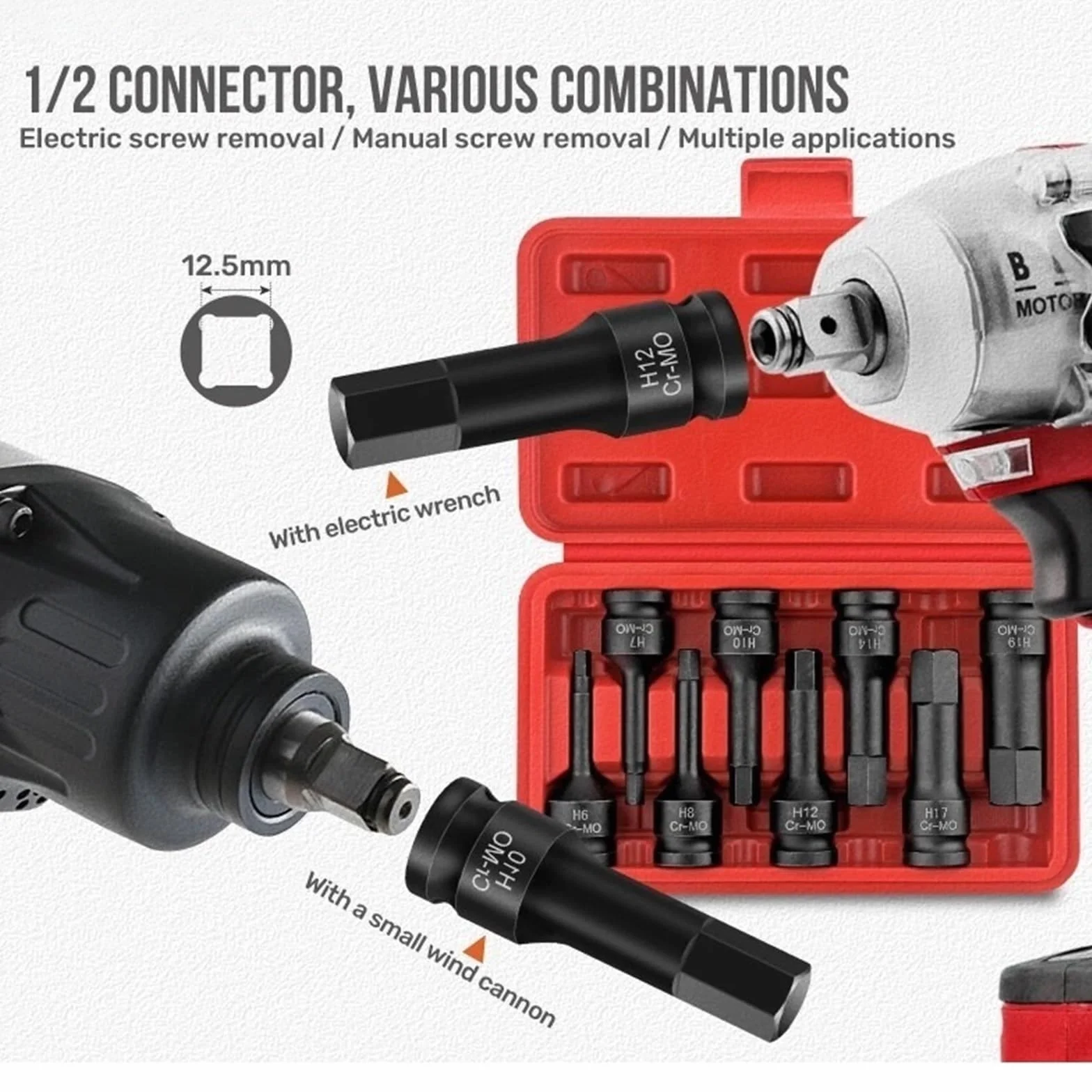 Zestaw kluczy grzechotkowych, Zestawy nasadek udarowych Torx Star 1/2" Zestaw adapterów przedłużających do kluczy elektrycznych(Torx)