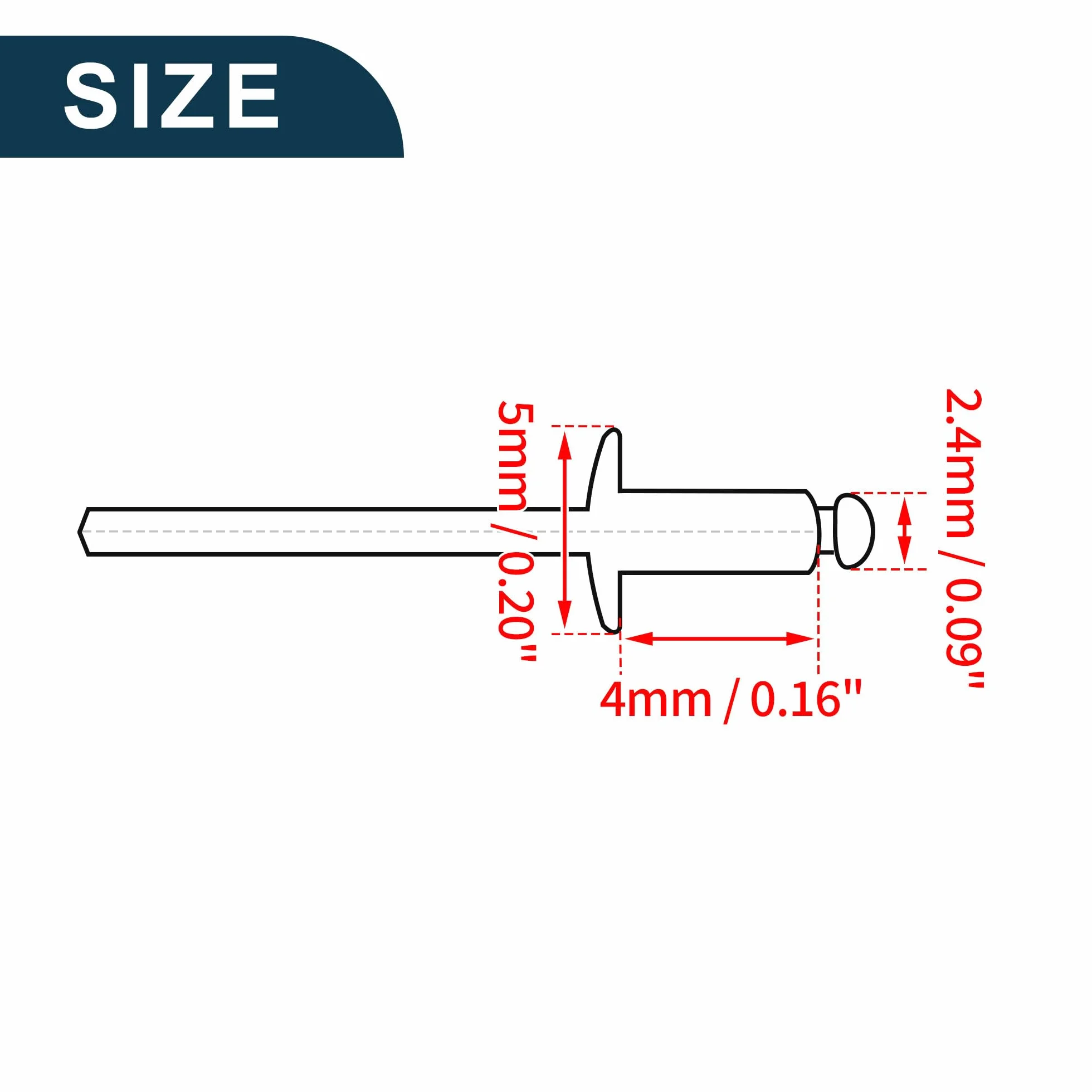 Dome Head Large Flange Blind Rivets srebrny odcień 50 sztuk 2,4 mm średnica uchwytu 4 mm długość uchwytu 5 mm średnica kołnierza ze stopu aluminium żelazo
