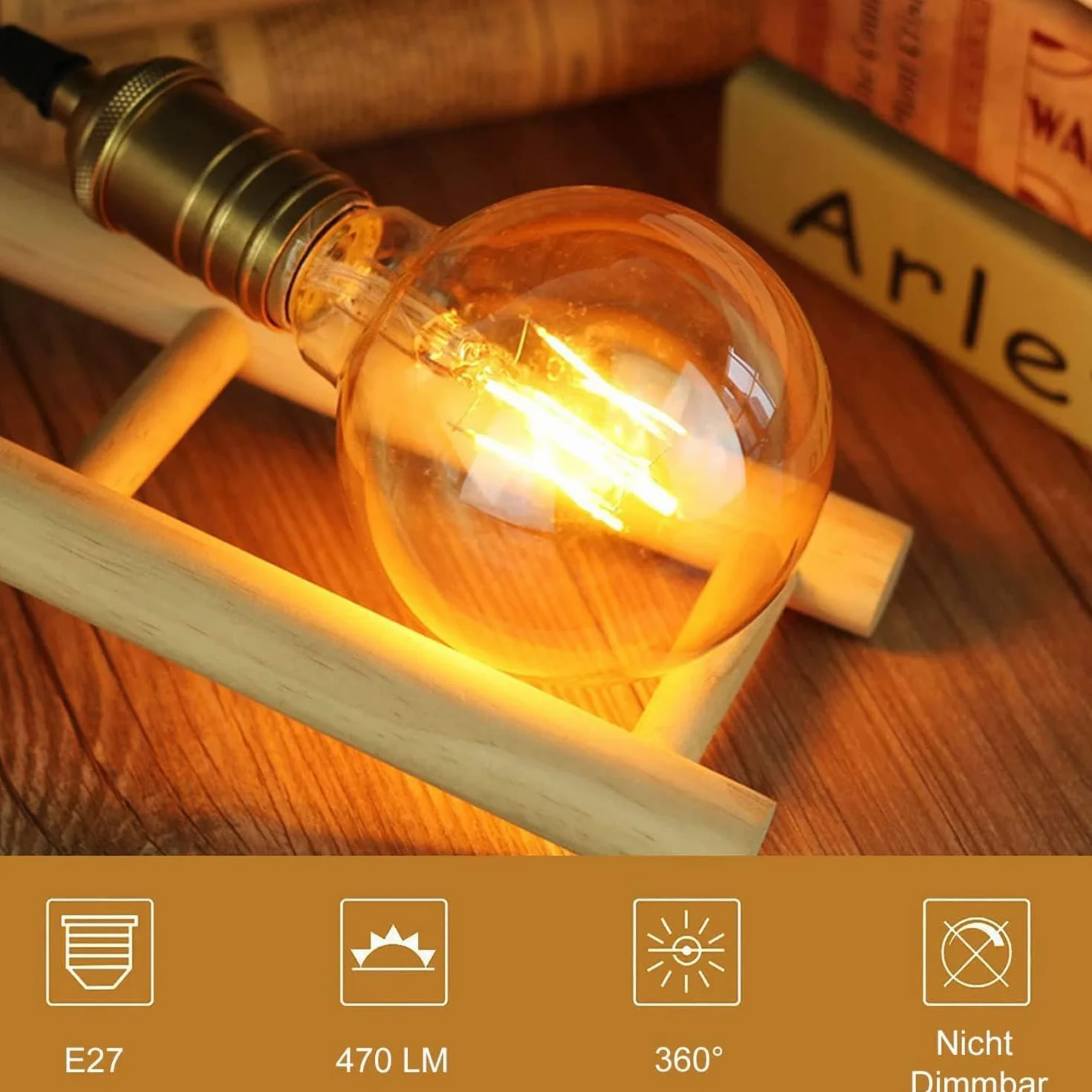 E27 Vintage LED 4 W Edison żarówka dekoracyjna 470 lm 2700 K, lampa retro idealna do domu, kawiarni, baru, 6 sztuk