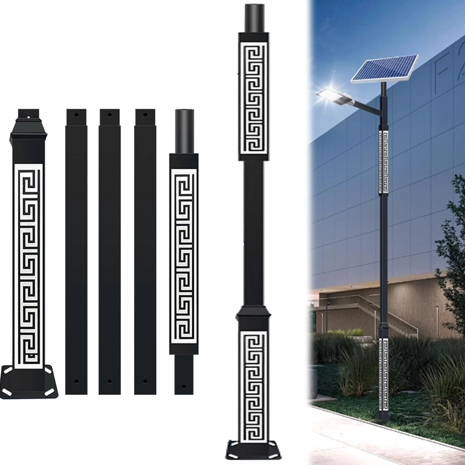Ocynkowany ogniowo słup solarny do oświetlenia ulicznego, do samodzielnego oświetlenia zewnętrznego, nadaje się do wszystkich rodzajów solarnych lamp ulicznych LED, ulicy wiejskiej, ogrodu, patio i