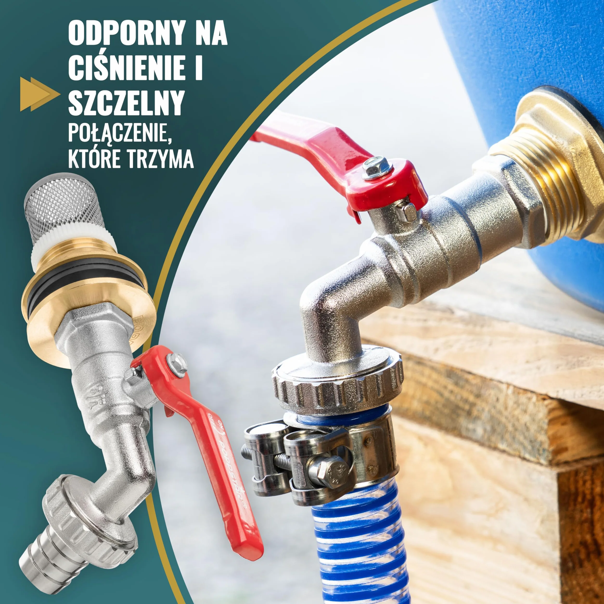 Poppstar Kran do beczki na deszczówkę 3/4 cala mosiężny kran kulowy stal nierdzewna