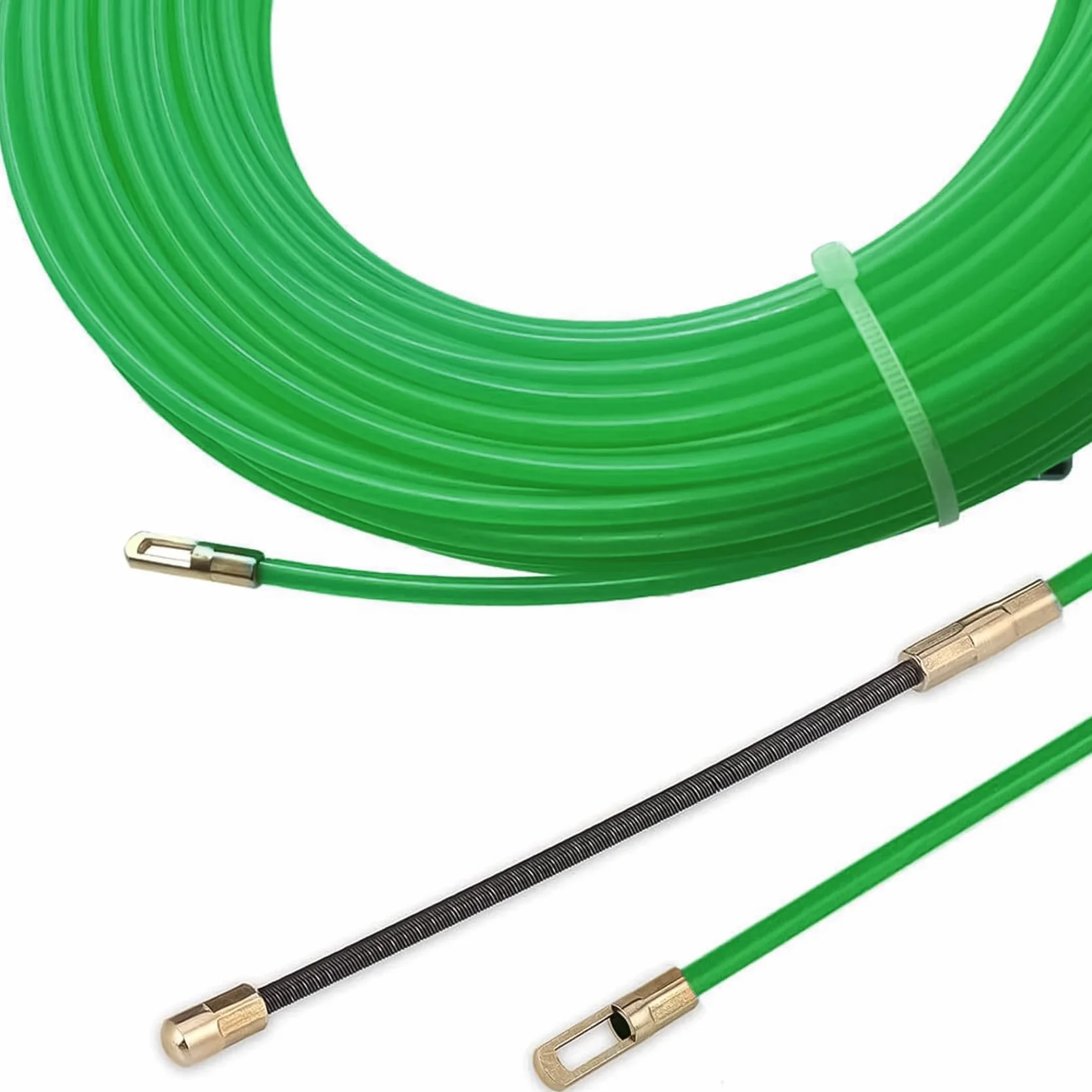 Opona elektryczna z igłą nylonową 30M, Φ 4 mm, z 3 elastyczną głowicą prowadzącą, elektryk opon, przewód igłowy, nawlekacz do drutów elektrycznych, ciągnięcie kabla elektrycznego - zielony