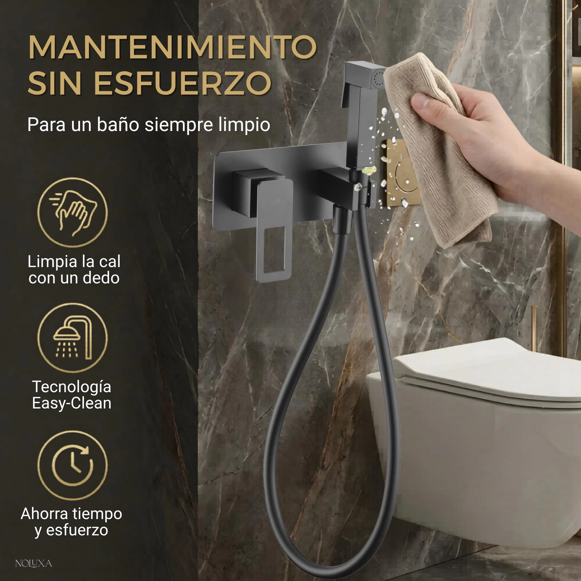 IMEX kran bidetowy, bateria bidetowa, bateria bidetowa, bateria bidetowa z mieszaczem ciepłej i zimnej wody, bateria Bidet, łatwa instalacja, seria szwedzka, kolor czarny matowy